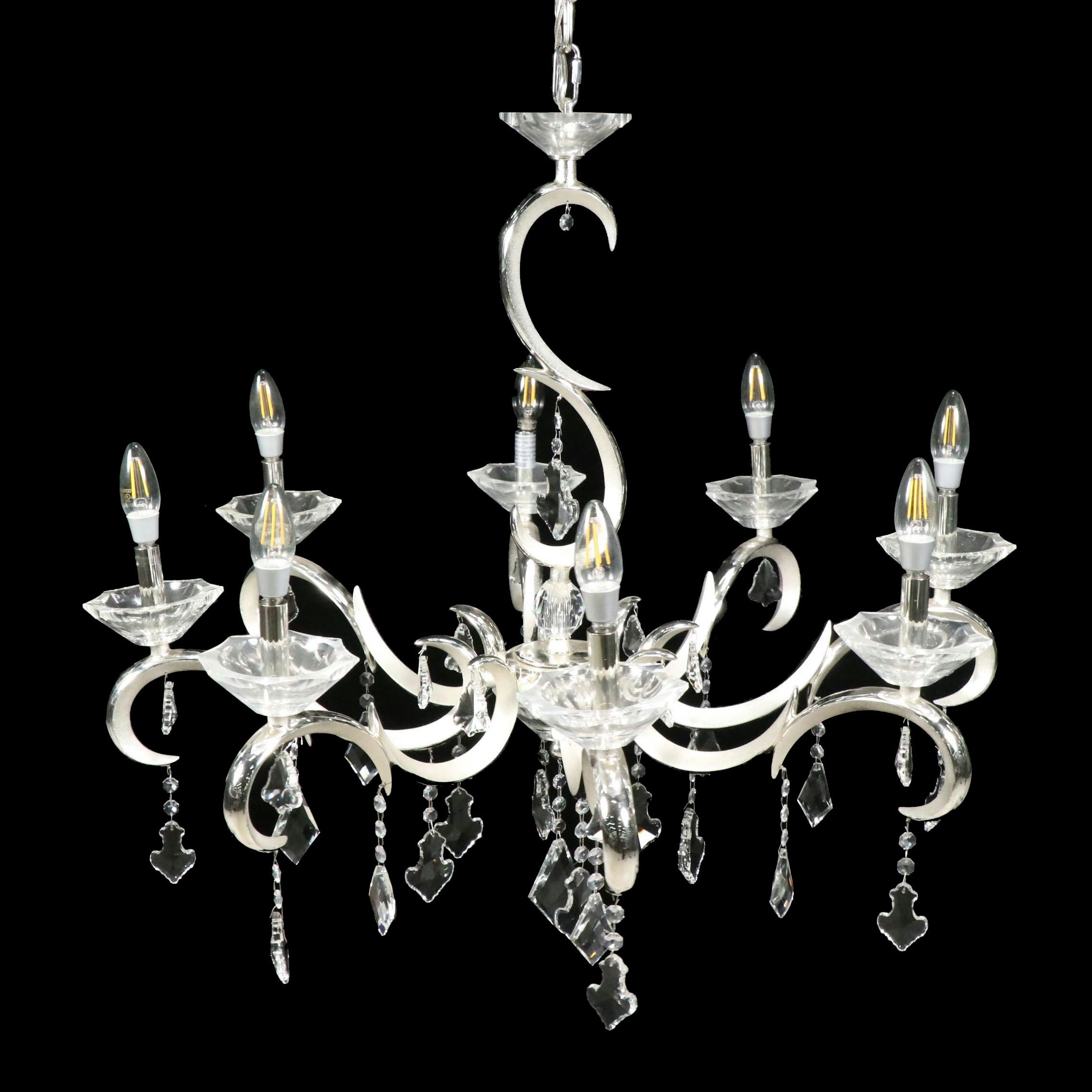 Kalco Allegri "Scarlatti" Chrome and Glass Chandelier