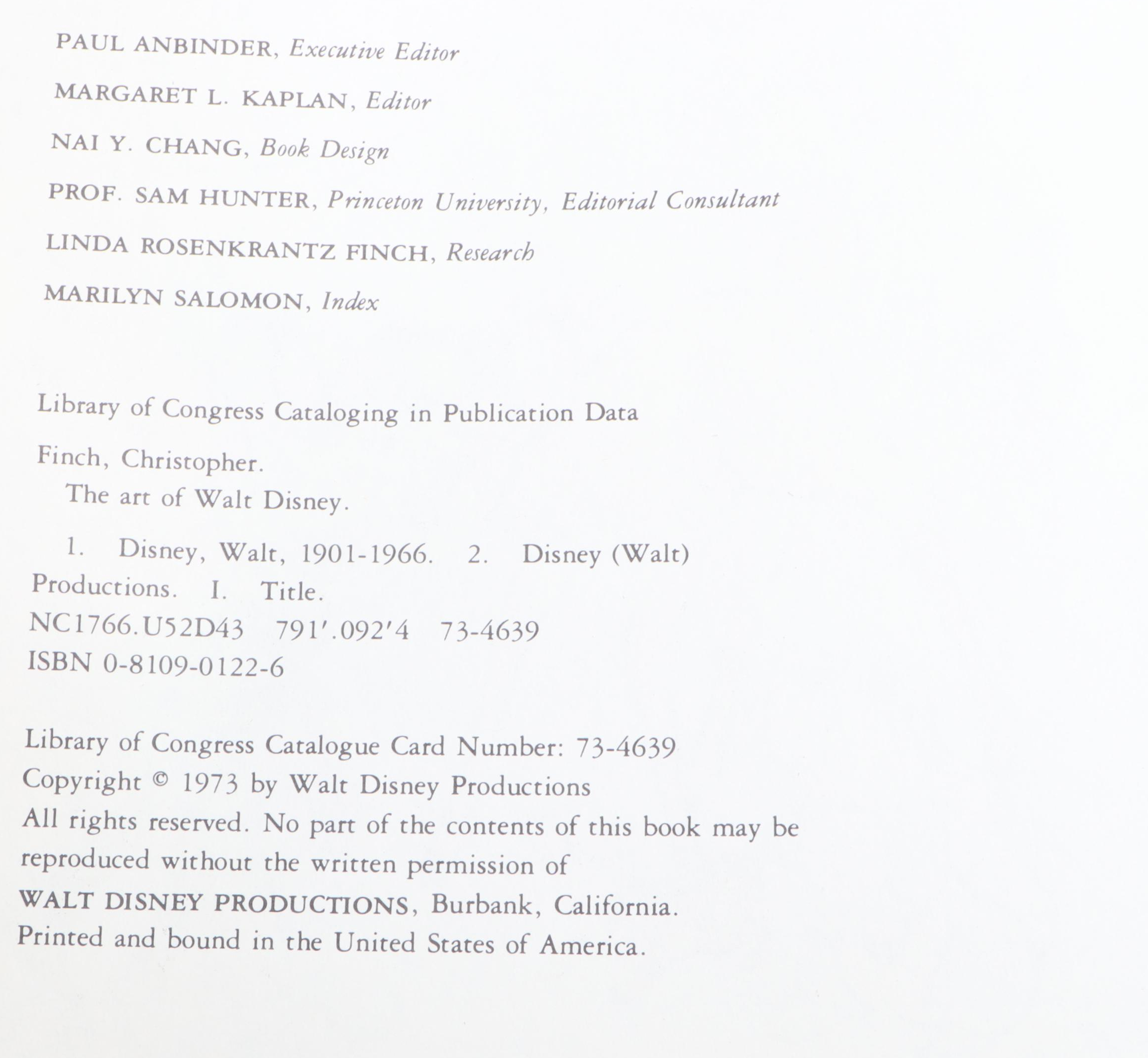 First Edition "The Art of Walt Disney" by Christopher Finch, 1973