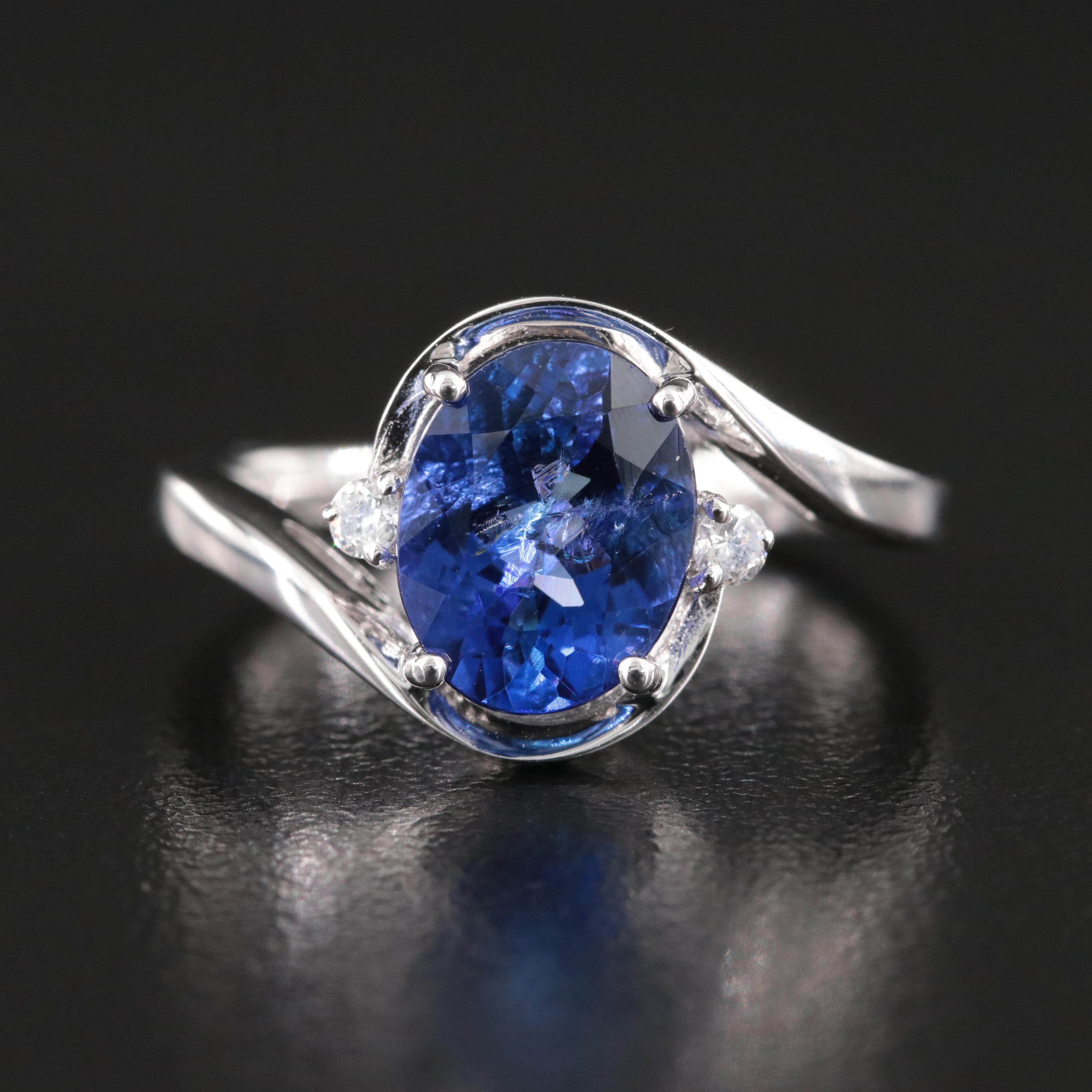 Oscar Friedman Sterling Tanzanite and Diamond Ring