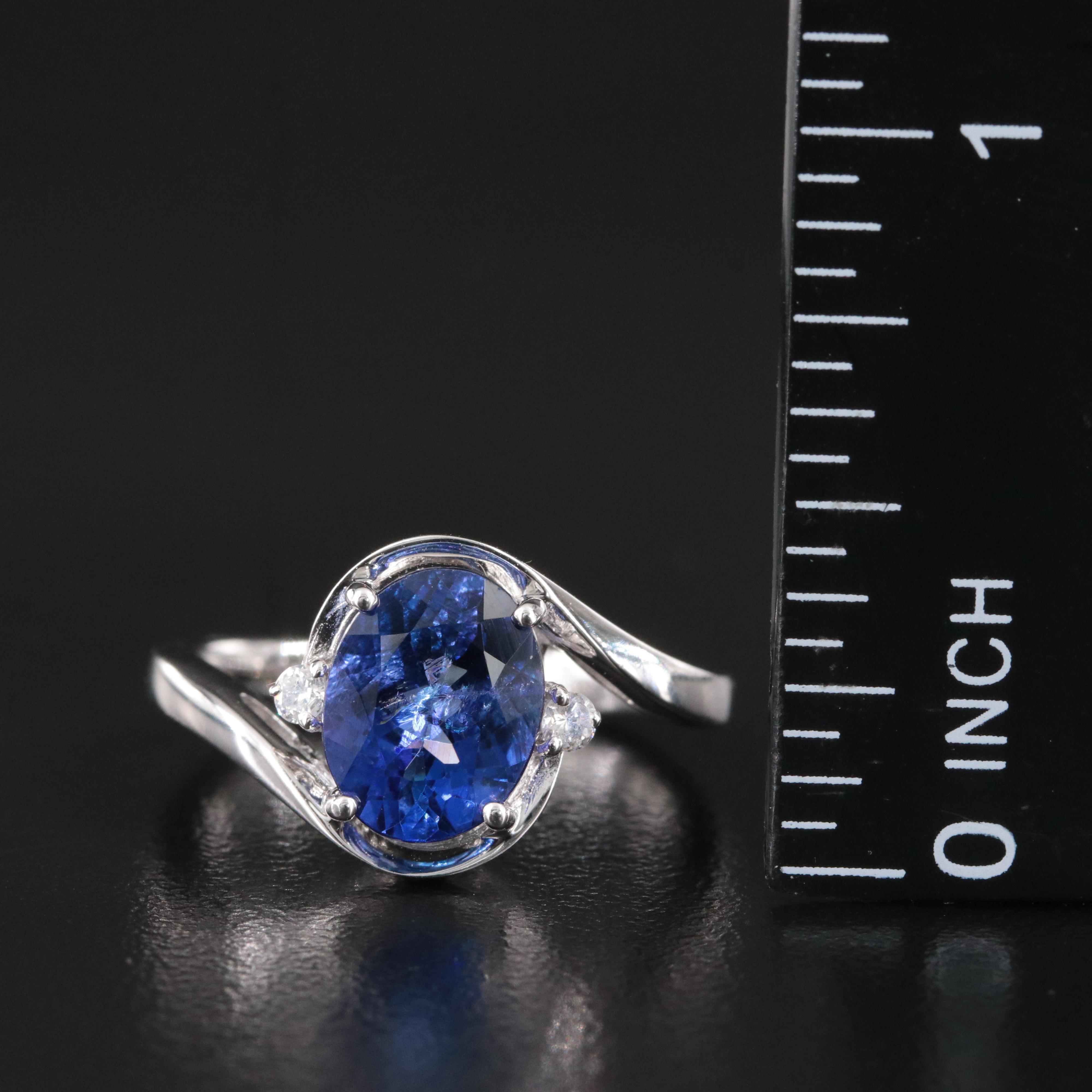 Oscar Friedman Sterling Tanzanite and Diamond Ring