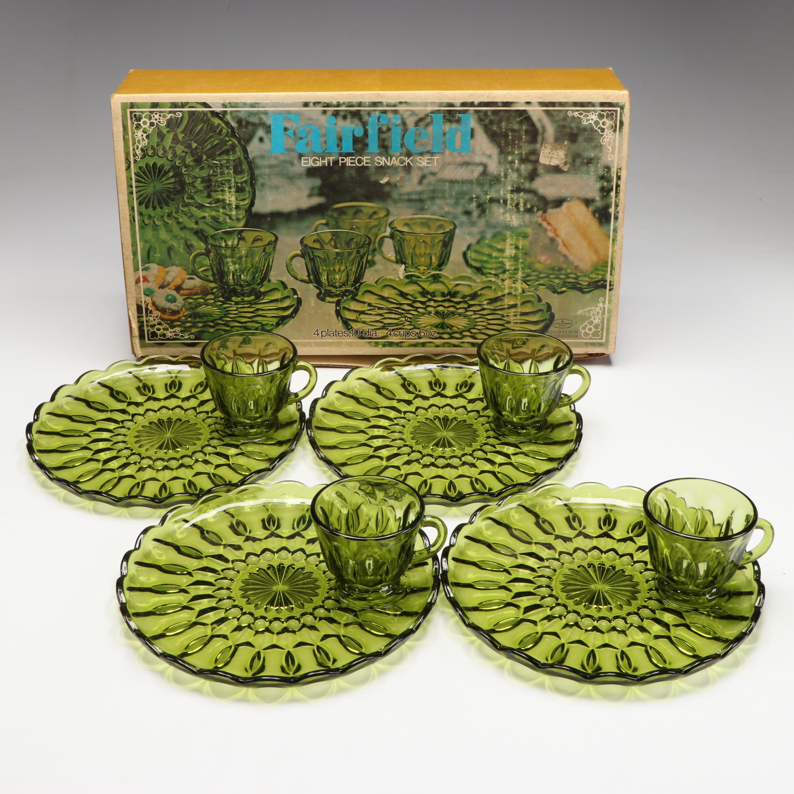 Vintage Anchor Hocking "Fairfield" Eight Piece Snack Set