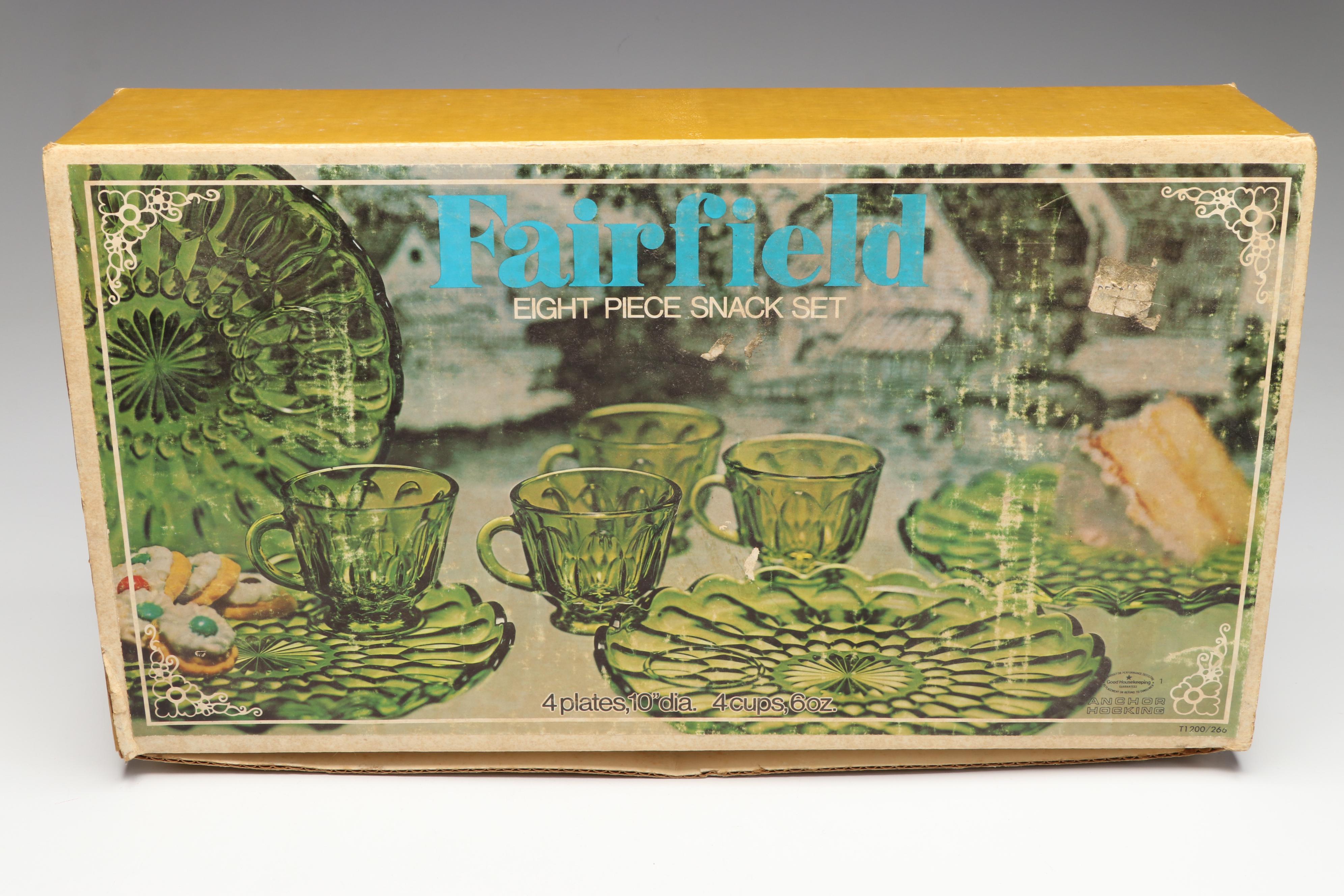 Vintage Anchor Hocking "Fairfield" Eight Piece Snack Set