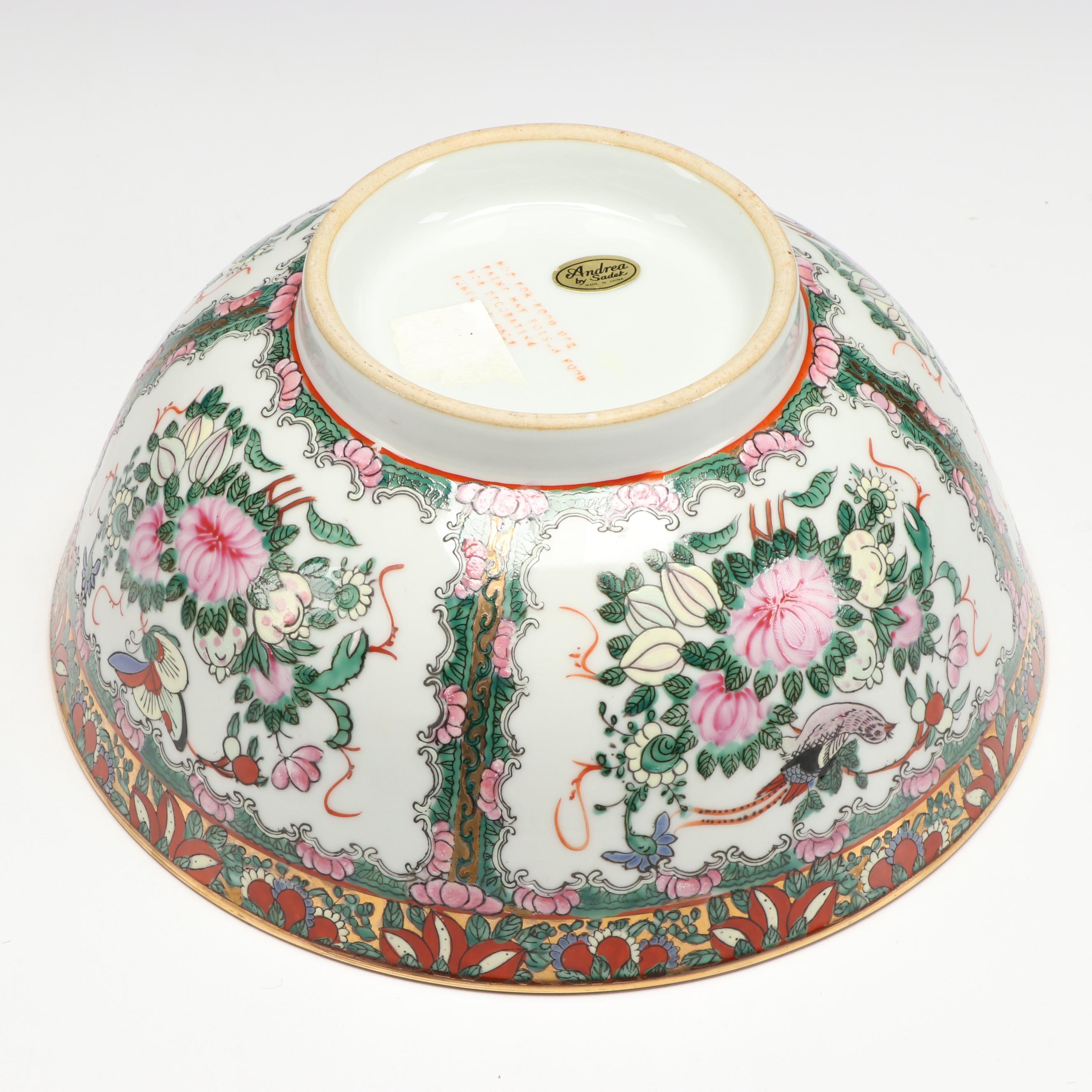 Andrea by Sadek Rose Medallion Porcelain Decorative Bowl