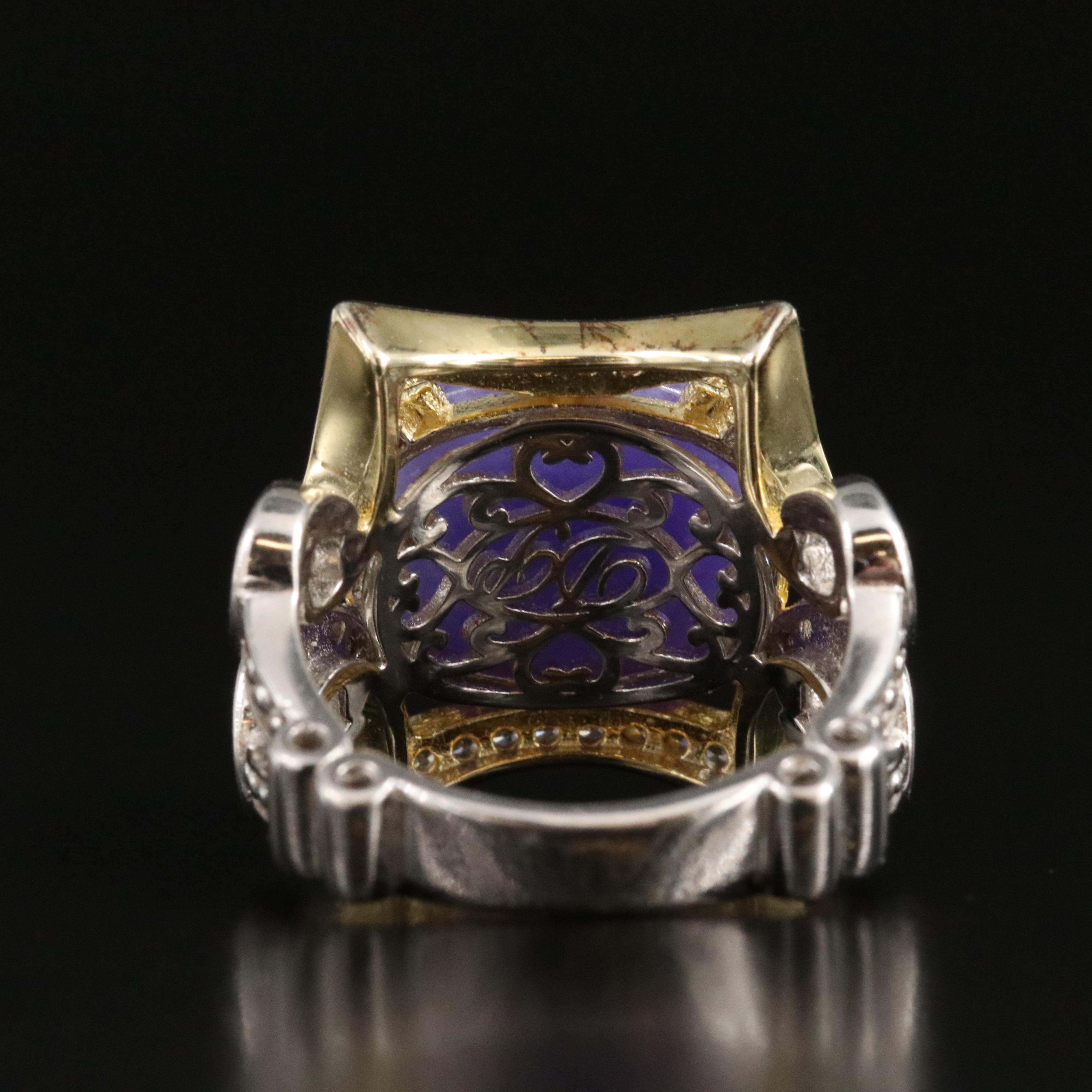 Sterling Jadeite and White Zircon Ring