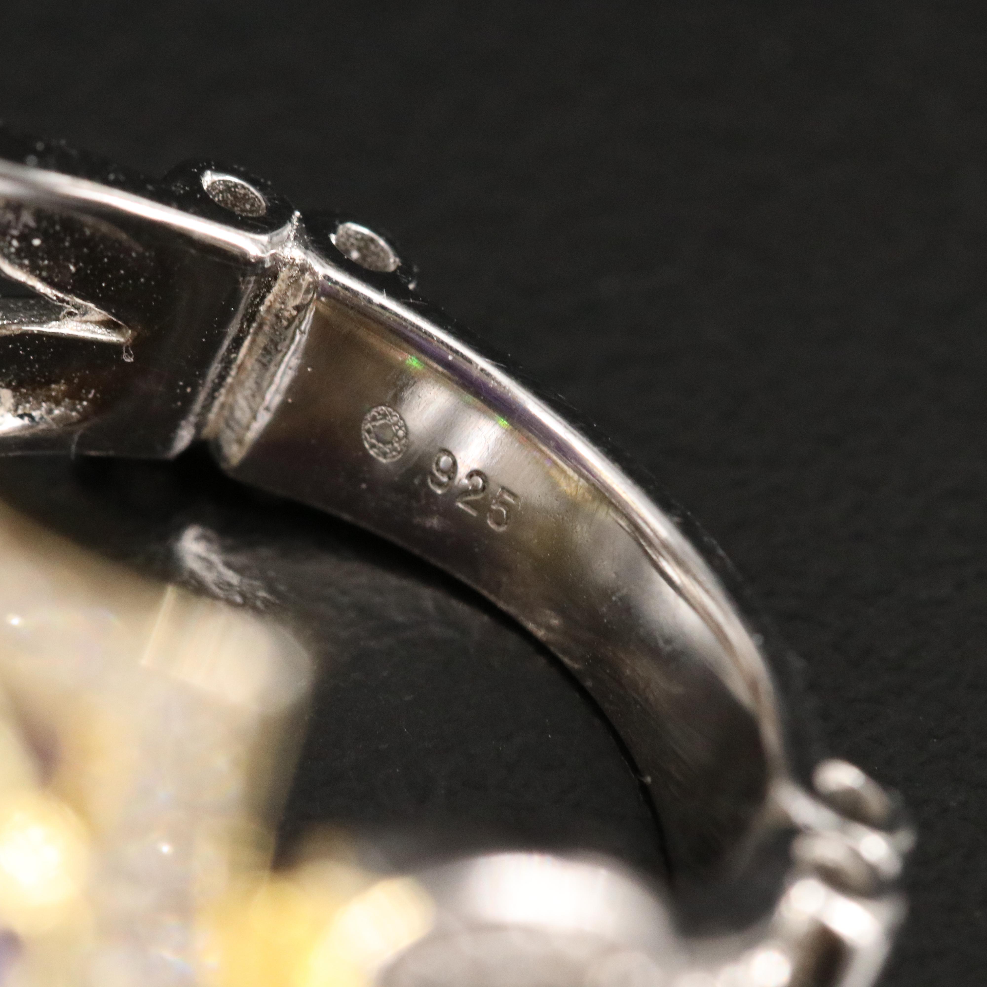 Sterling Jadeite and White Zircon Ring