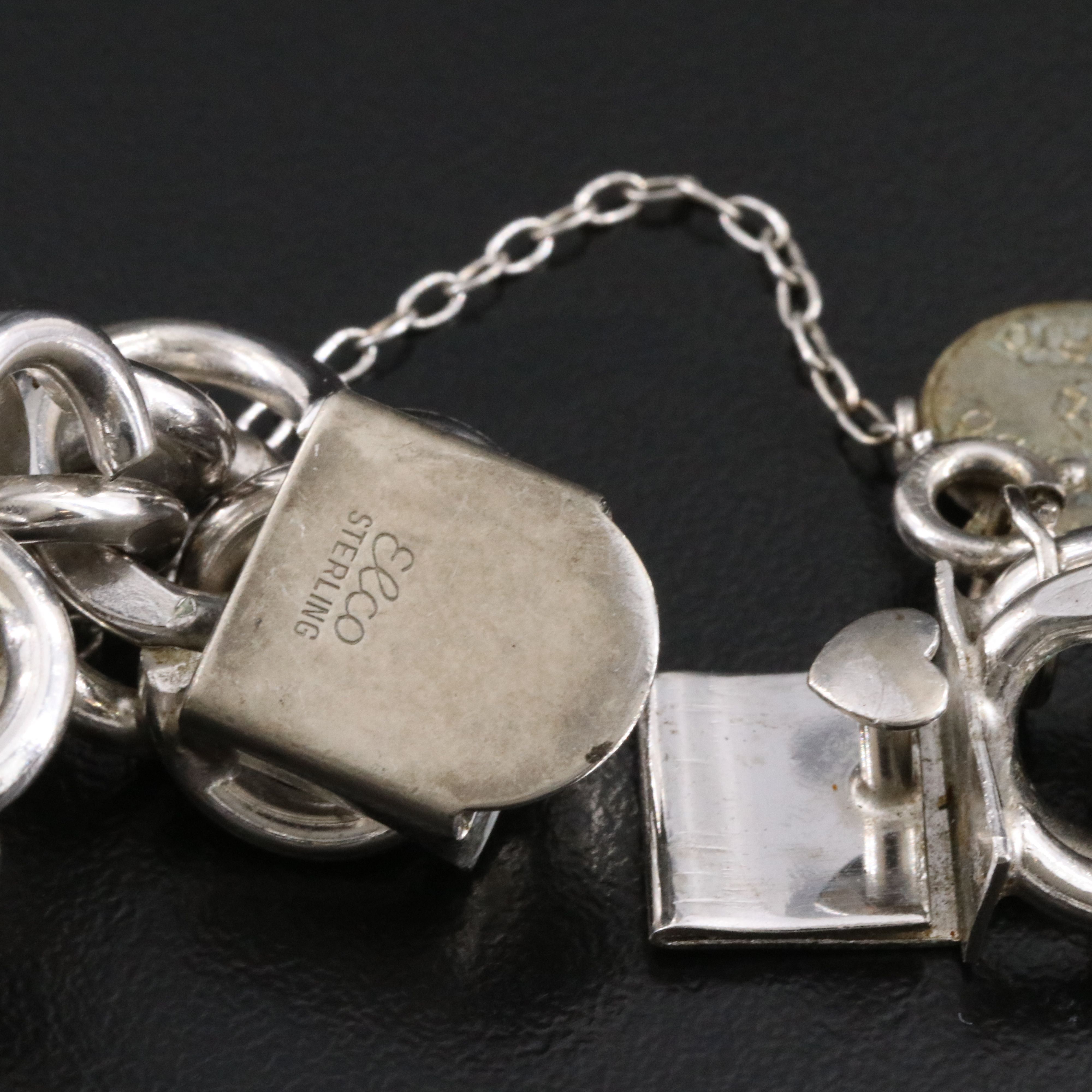 Vintage Sterling Charm Bracelet Including 900 and 800 Silver