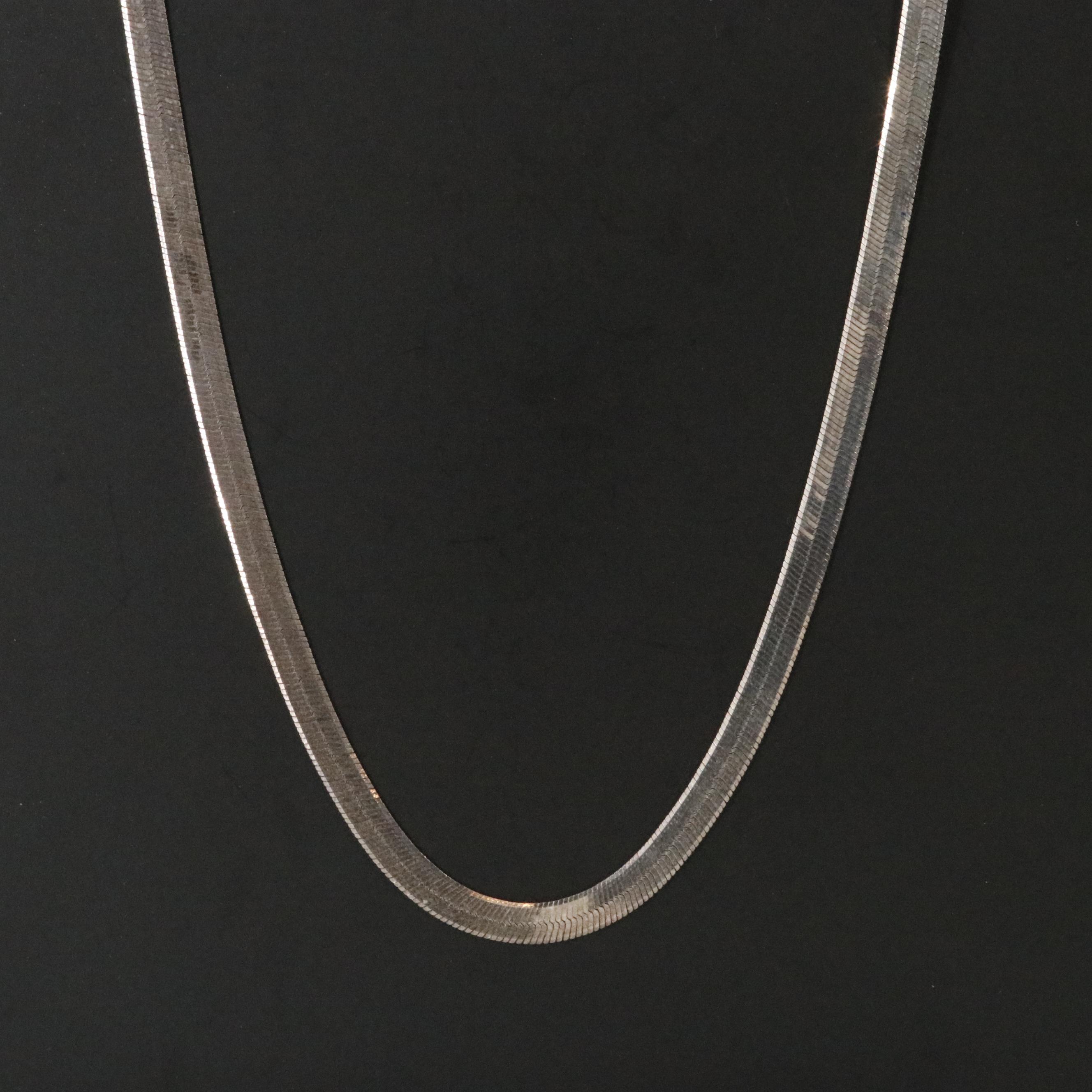Sterling Herringbone Chain Necklace