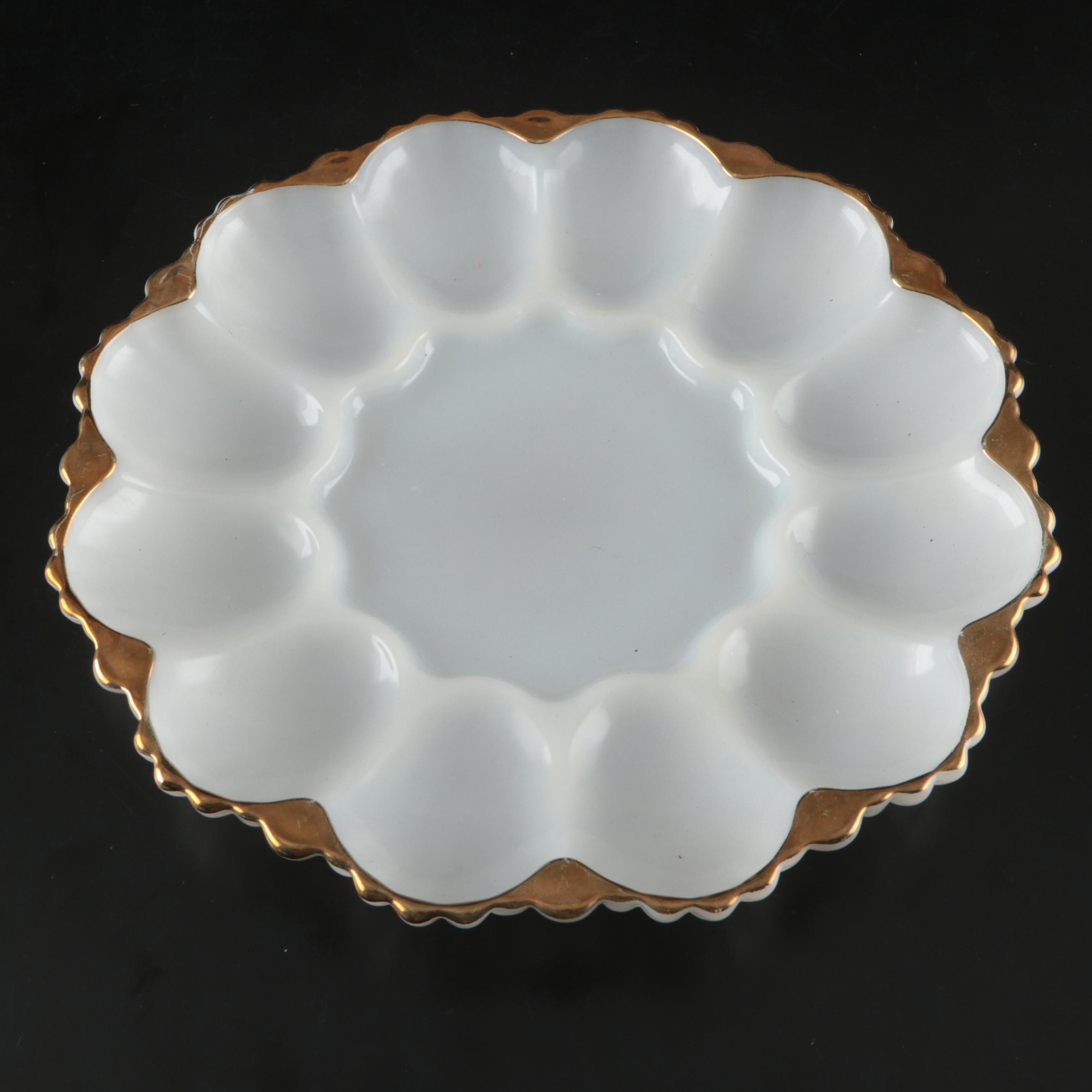 Ceramic Tiered Tray, Glass Egg Dishes, Glass Tumblers, and Glass Plates