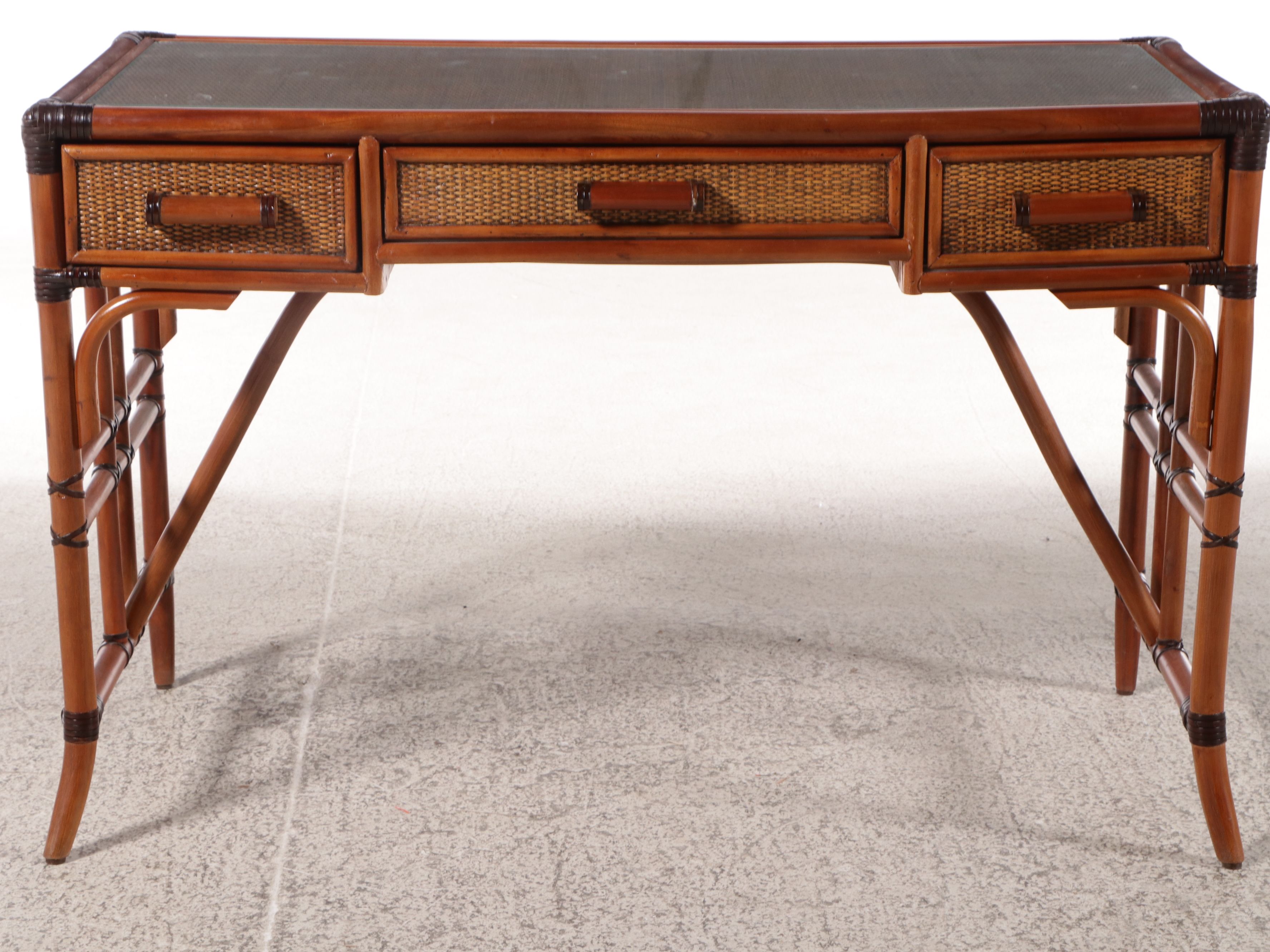 Pelican Reef Bamboo Turned and Rattan Desk