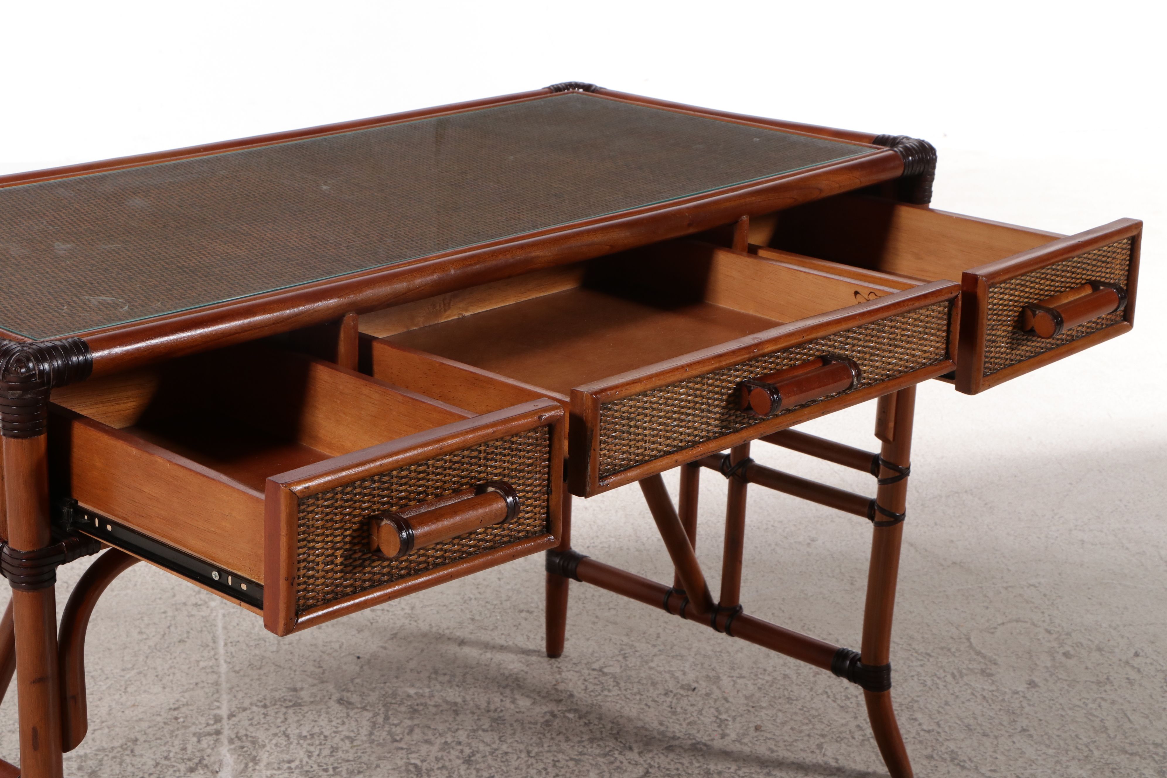 Pelican Reef Bamboo Turned and Rattan Desk