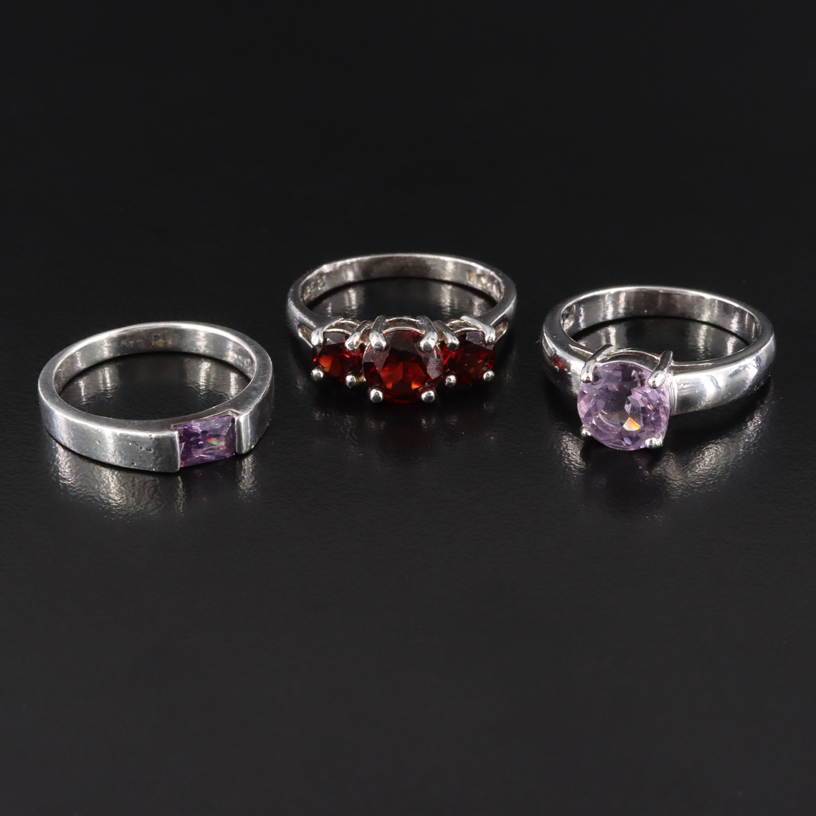 Sterling Gemstone Ring Trio