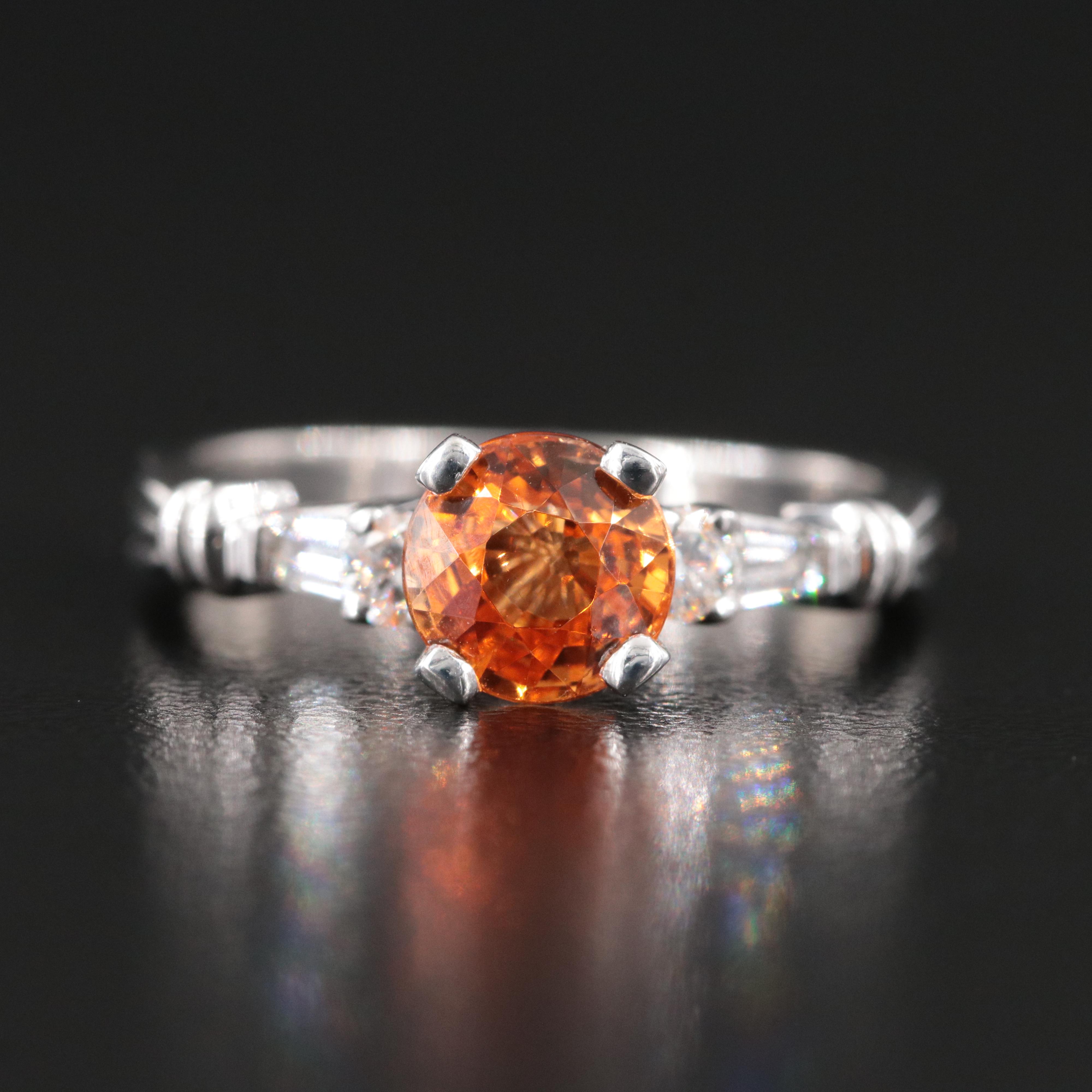 Scott Kay Platnium 1.46 CT Spessartine Garnet and Diamond Ring with GIA Report