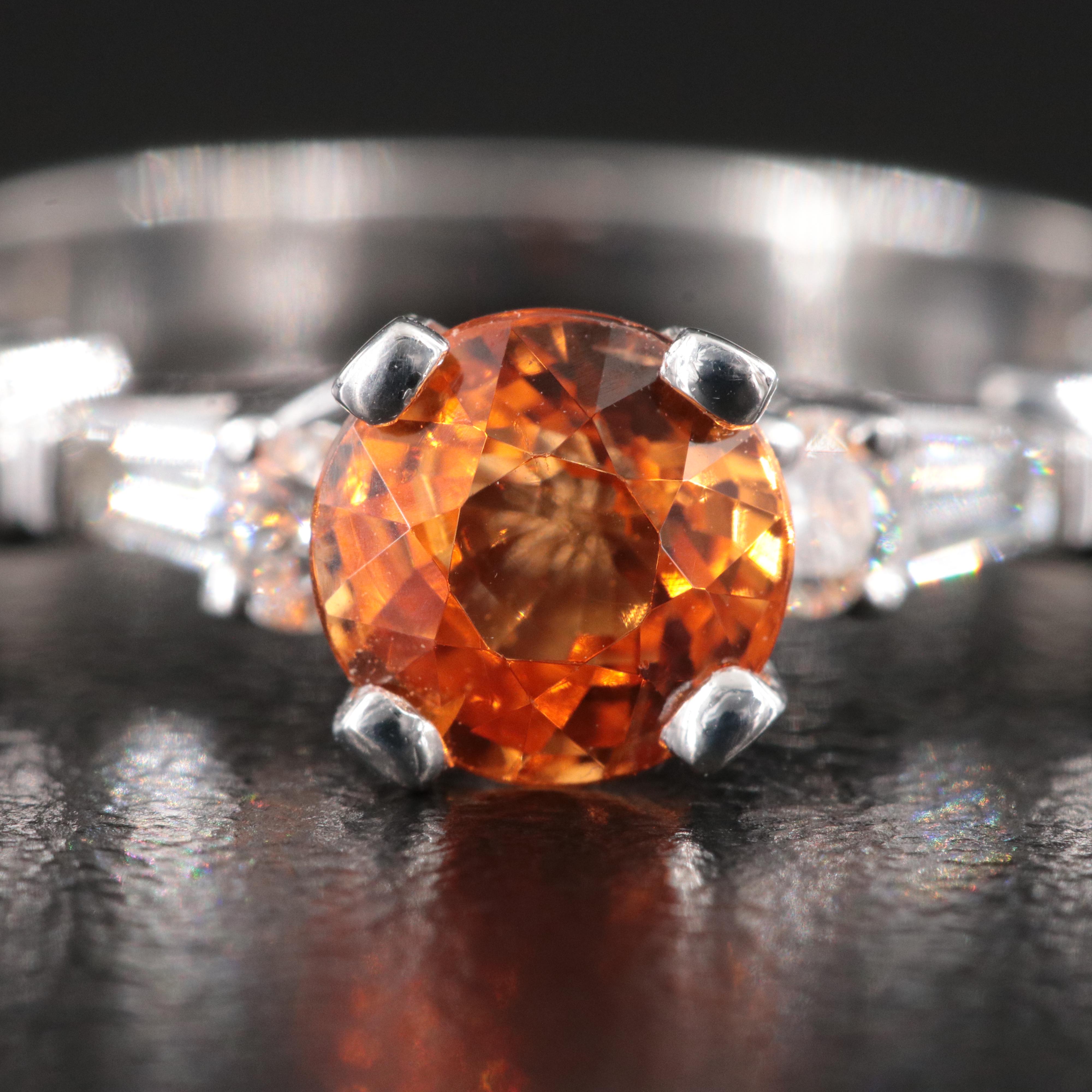 Scott Kay Platnium 1.46 CT Spessartine Garnet and Diamond Ring with GIA Report