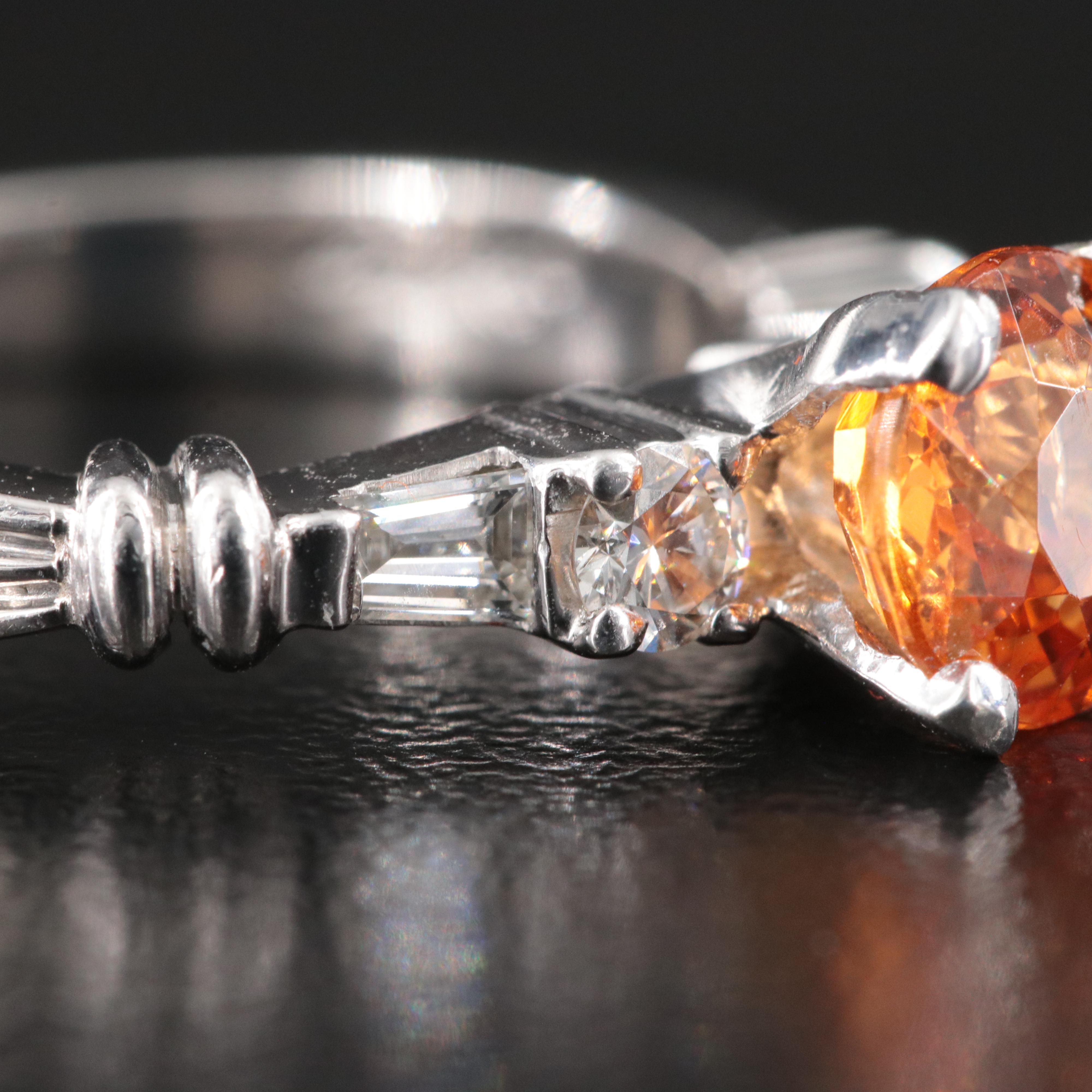 Scott Kay Platnium 1.46 CT Spessartine Garnet and Diamond Ring with GIA Report