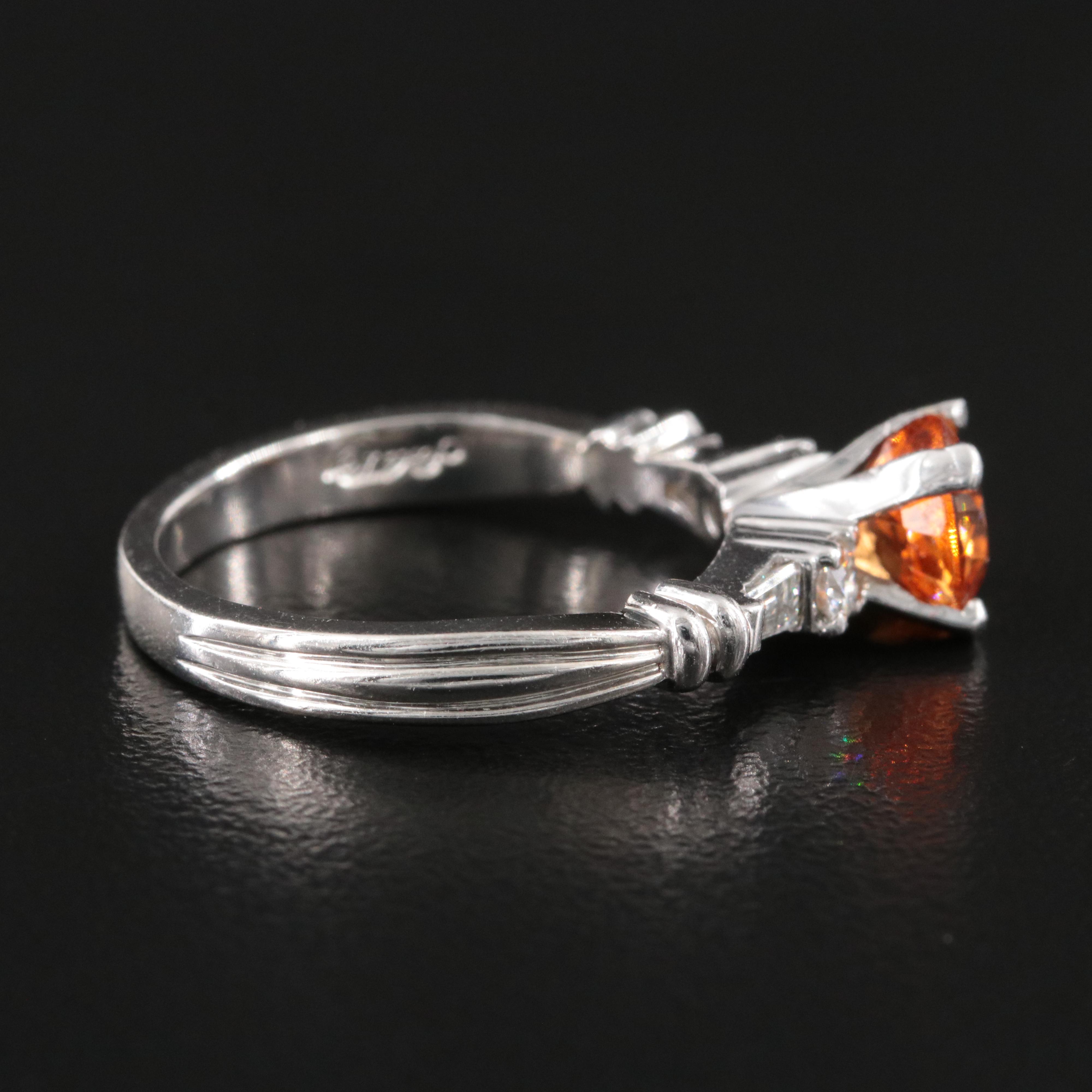 Scott Kay Platnium 1.46 CT Spessartine Garnet and Diamond Ring with GIA Report