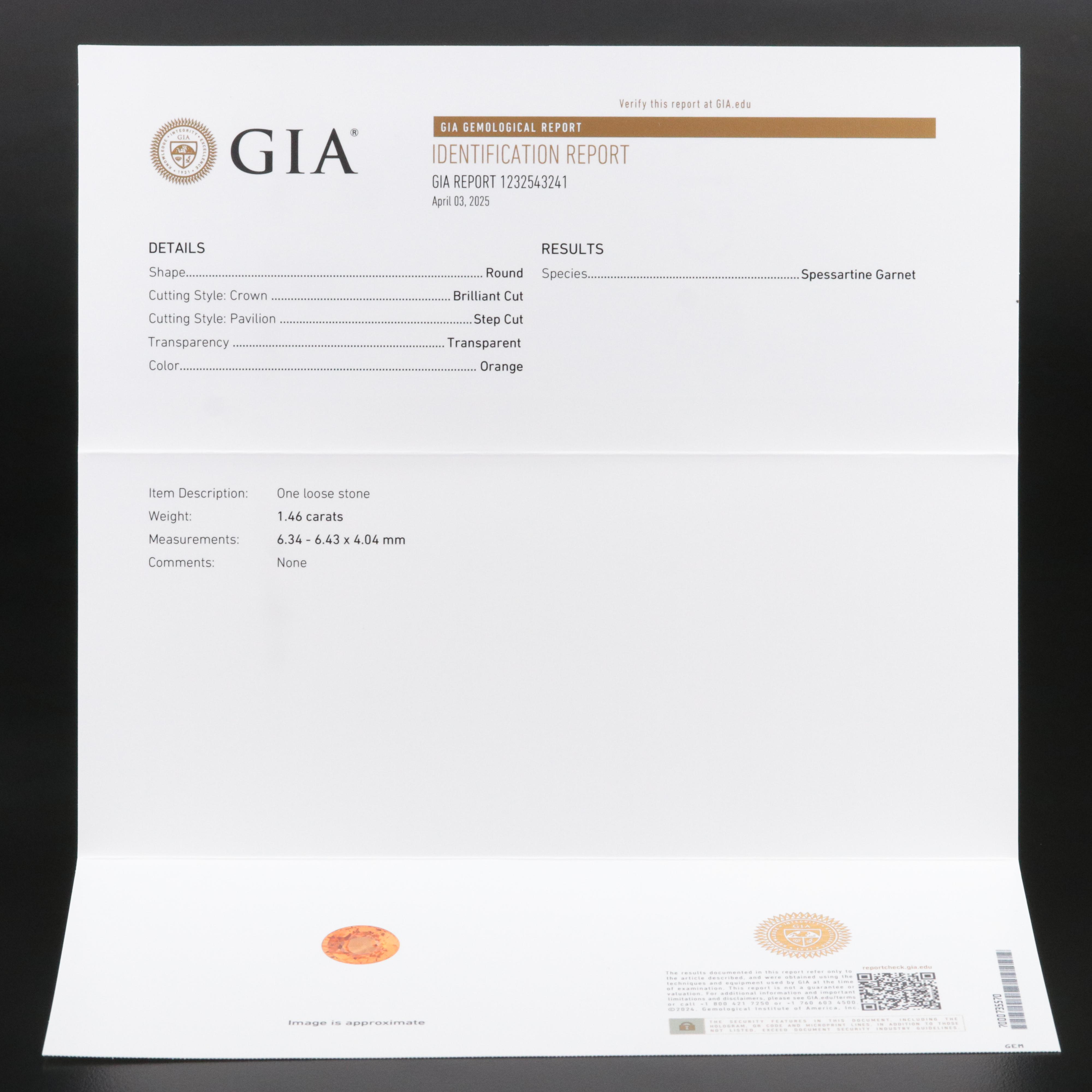 Scott Kay Platnium 1.46 CT Spessartine Garnet and Diamond Ring with GIA Report