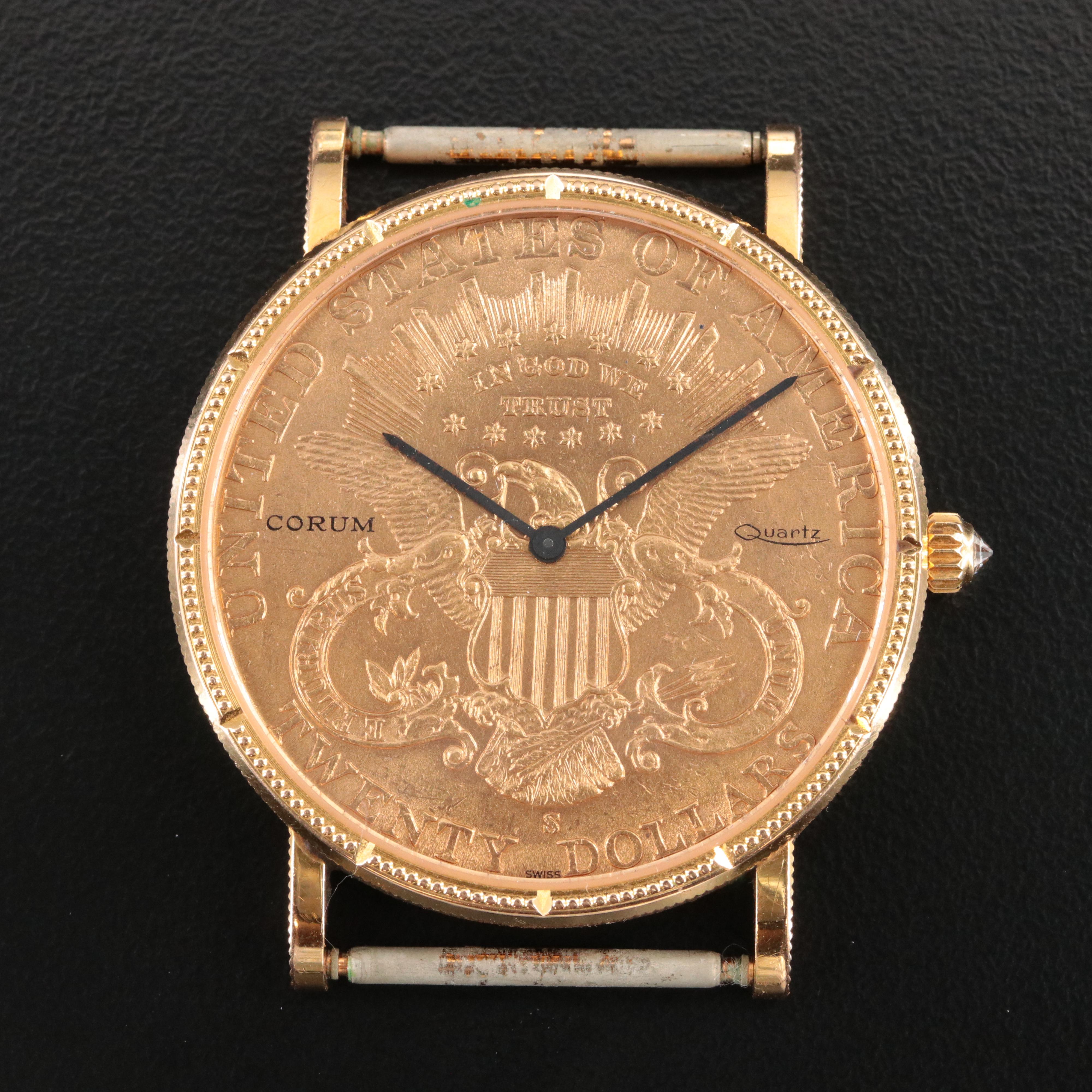 Corum $20 Liberty Double Eagle Coin Quartz Watch & Philip Stein Watch Bands