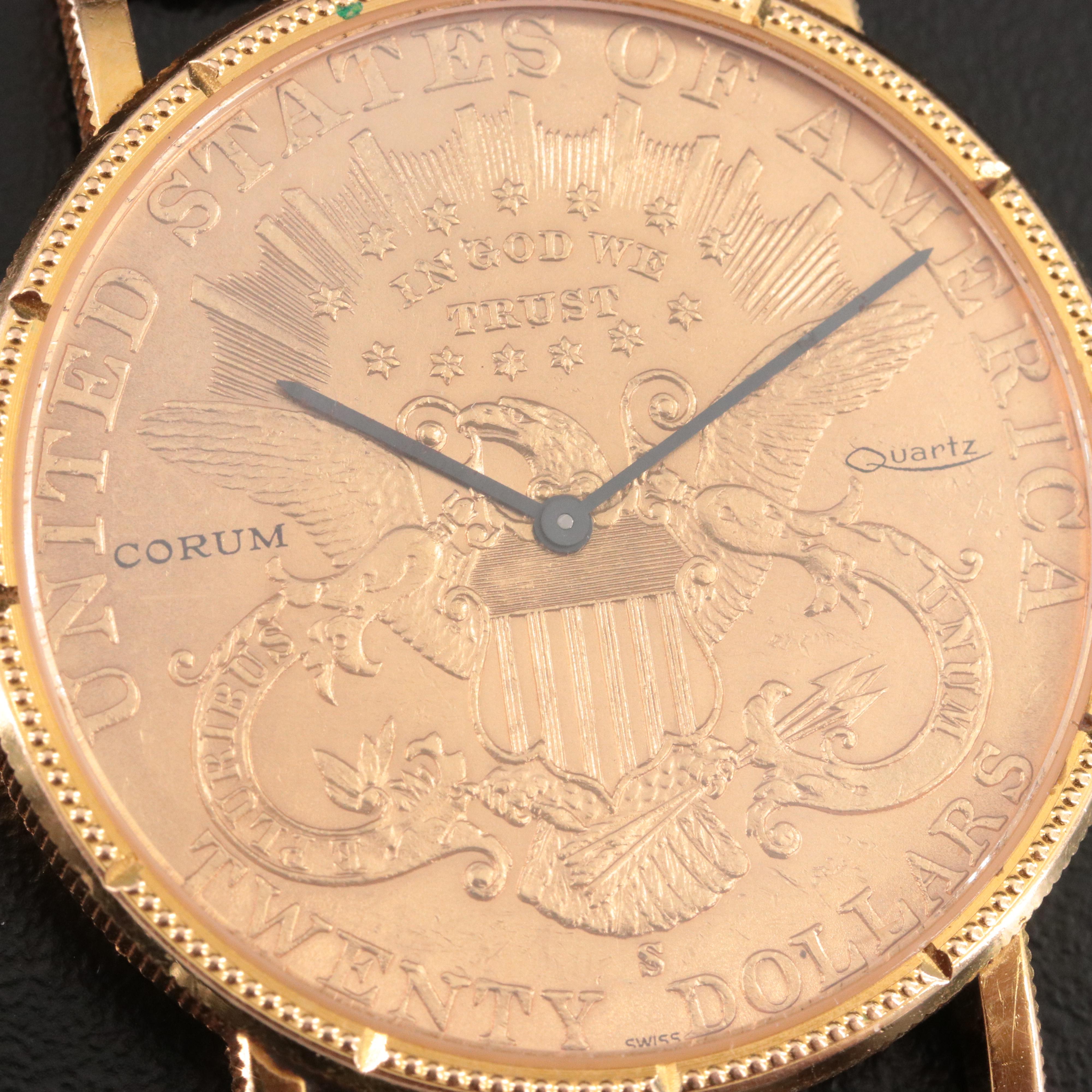Corum $20 Liberty Double Eagle Coin Quartz Watch & Philip Stein Watch Bands