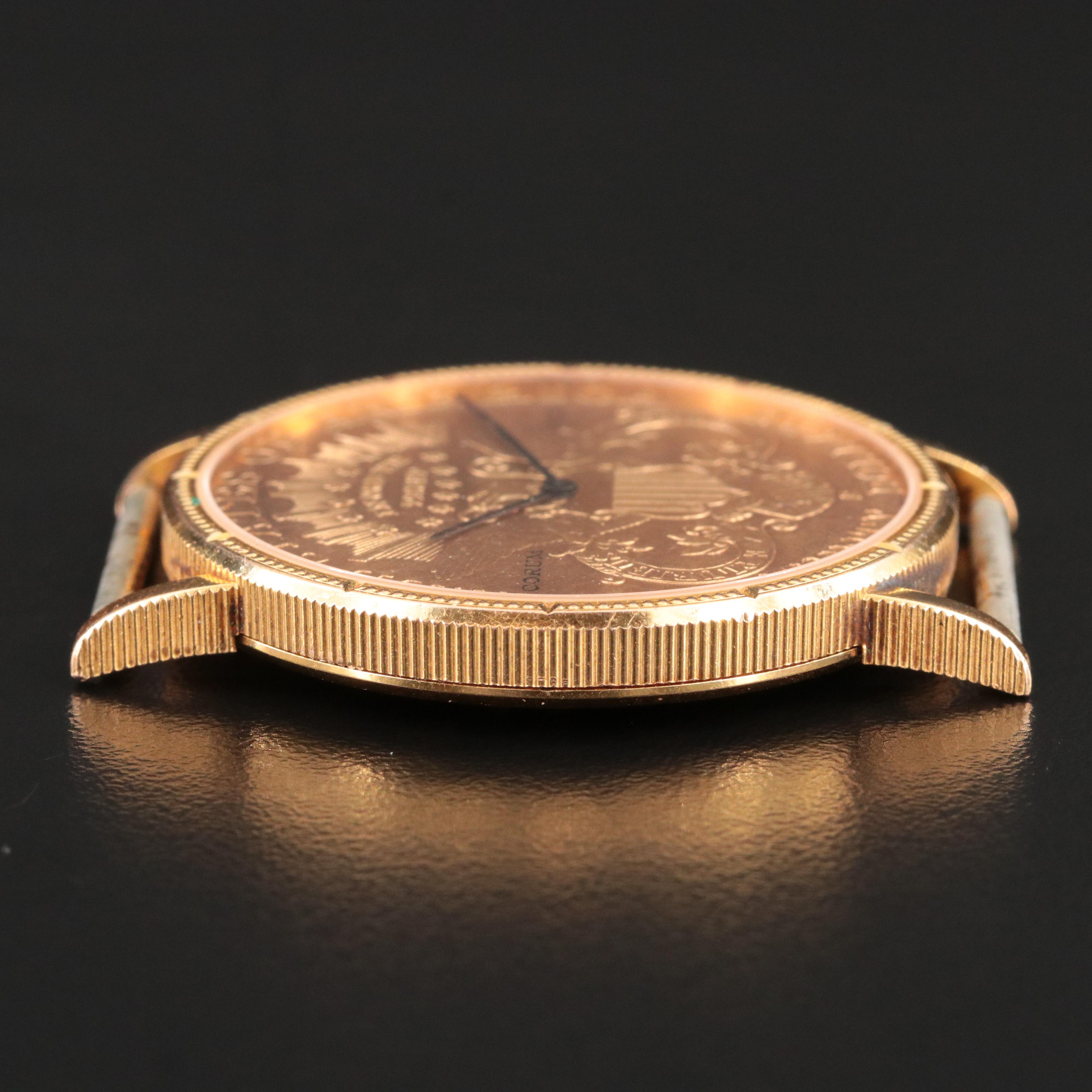 Corum $20 Liberty Double Eagle Coin Quartz Watch & Philip Stein Watch Bands