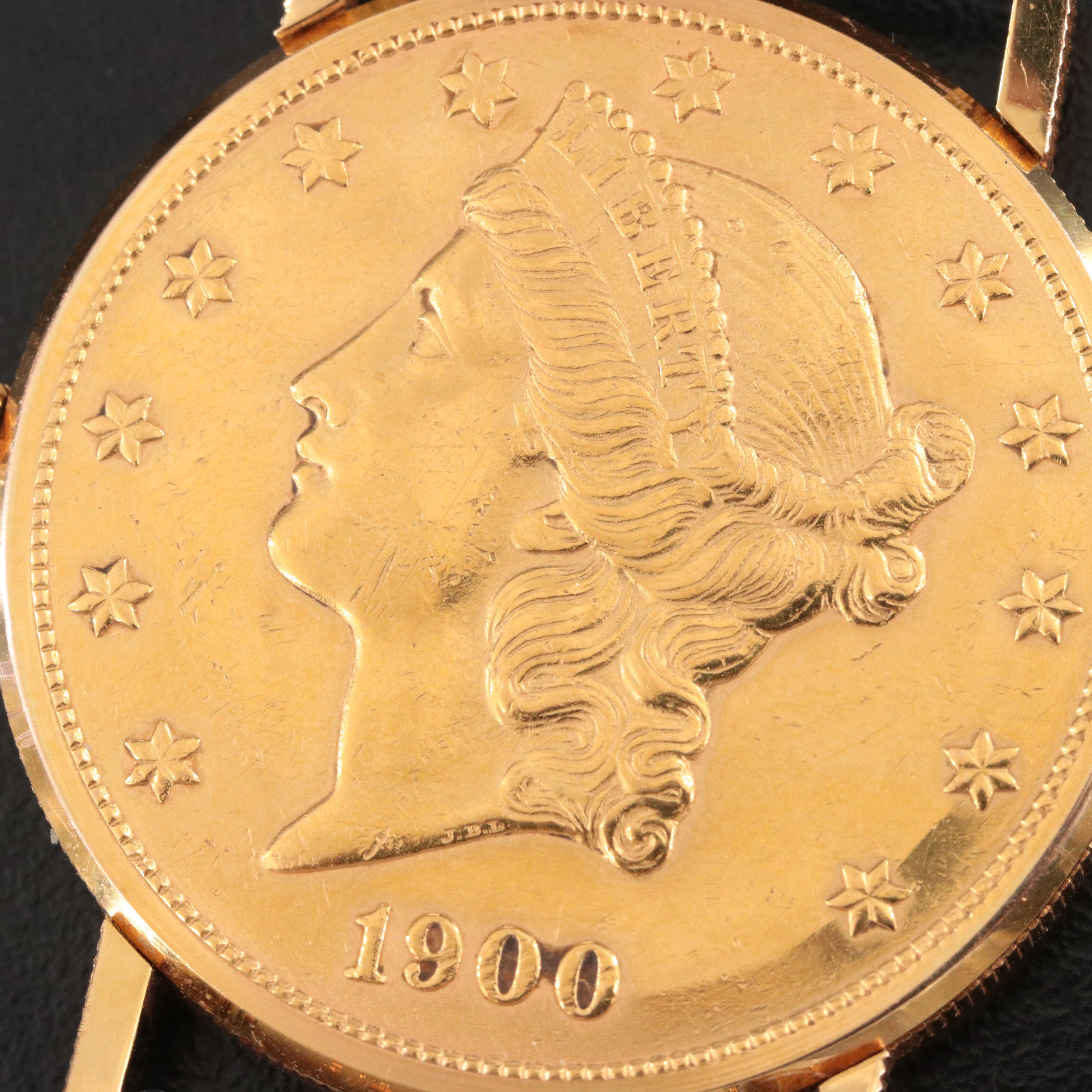 Corum $20 Liberty Double Eagle Coin Quartz Watch & Philip Stein Watch Bands