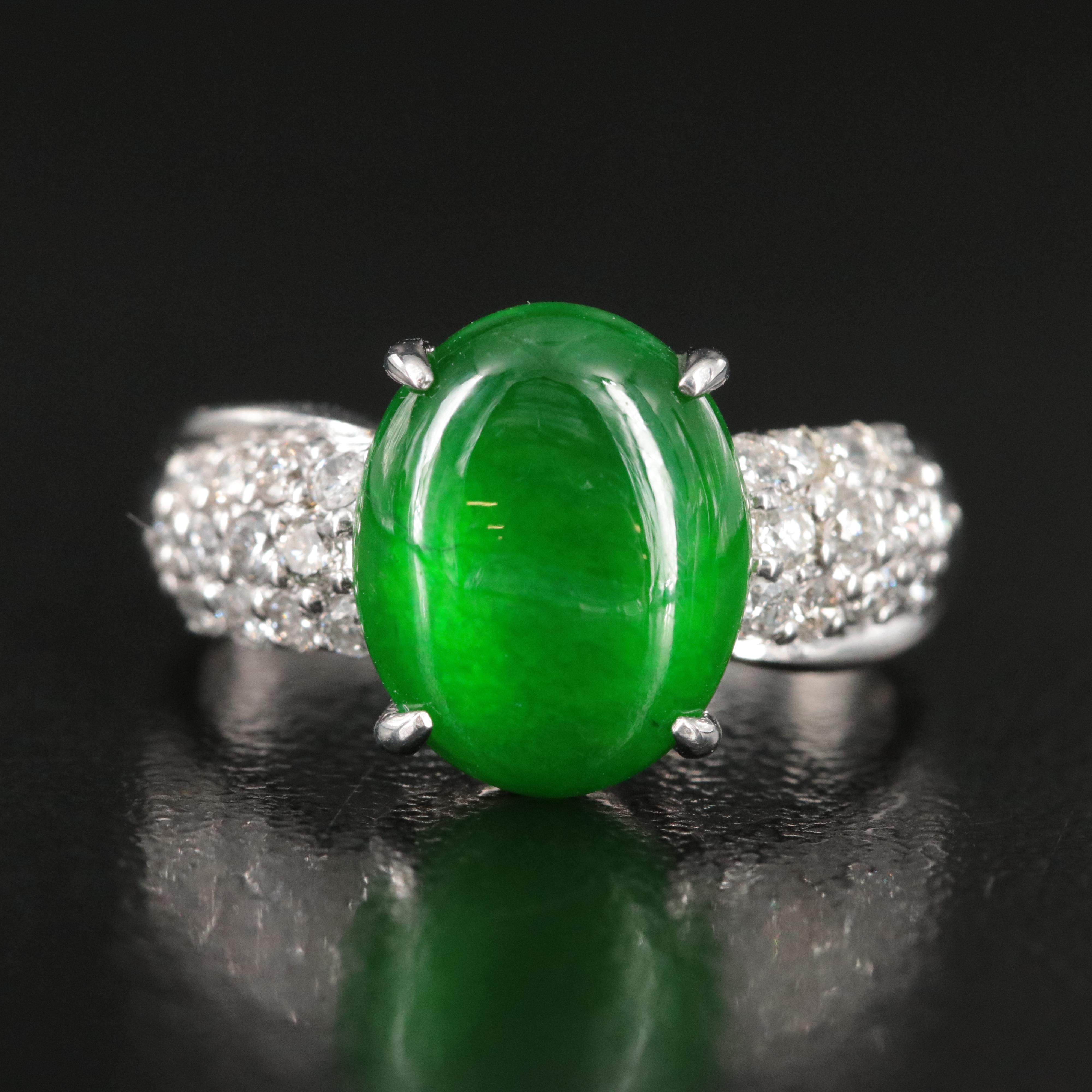14K Jadeite and Diamond Ring