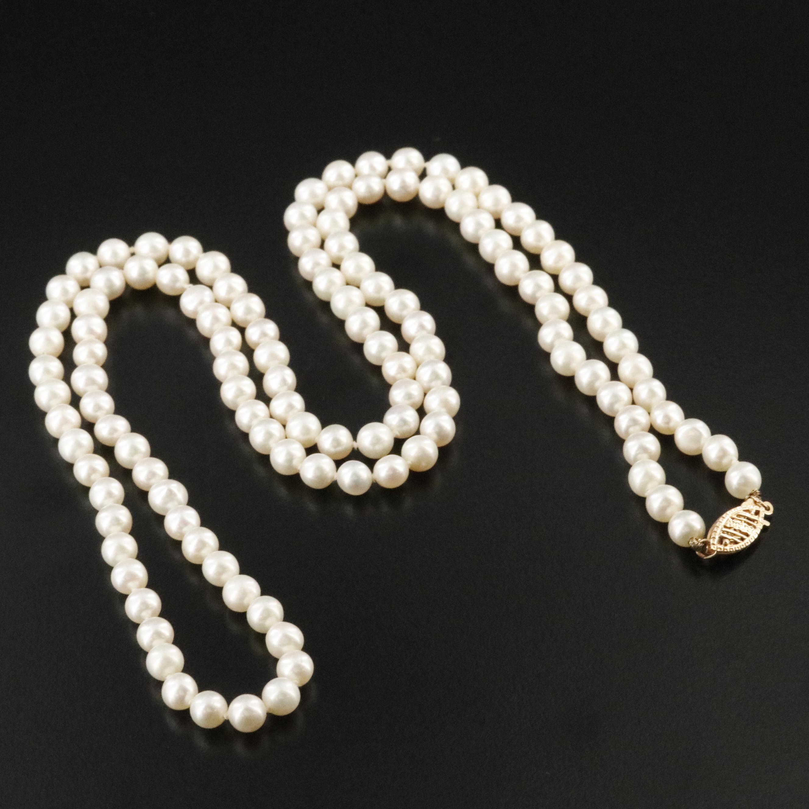 Pearl Necklace with 14K Clasp