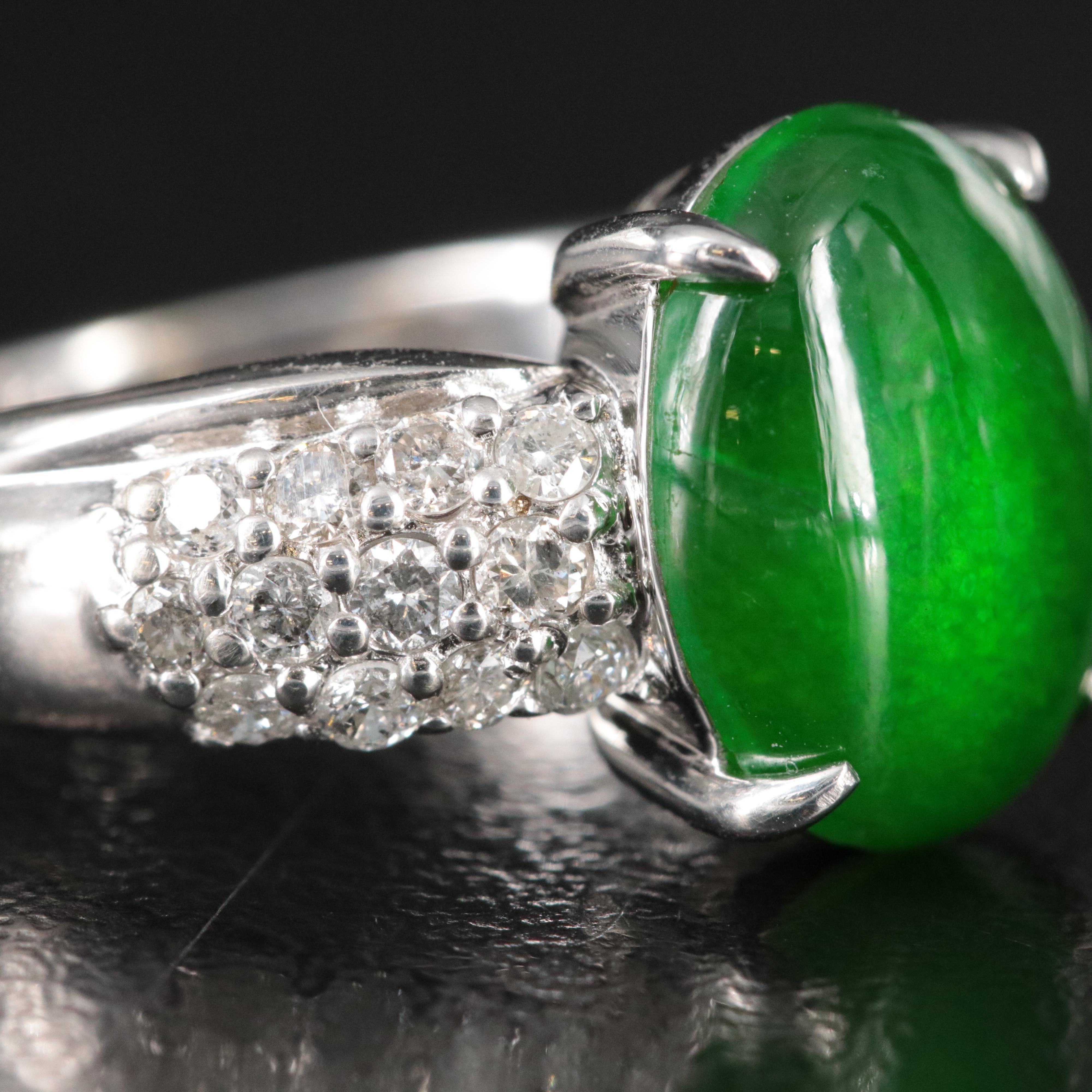 14K Jadeite and Diamond Ring