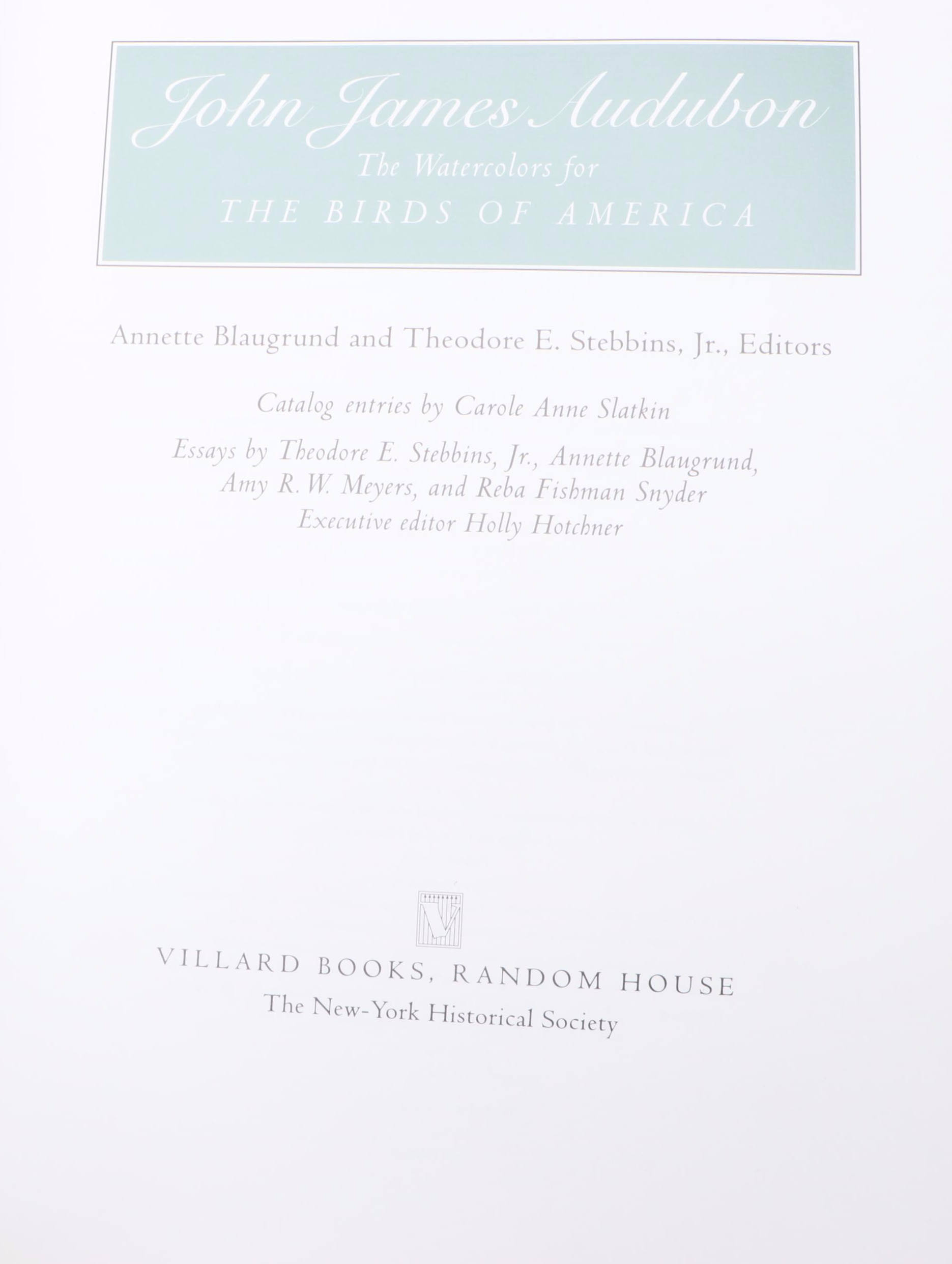 First Printing "John James Audubon: Watercolors for The Birds of America," 1993