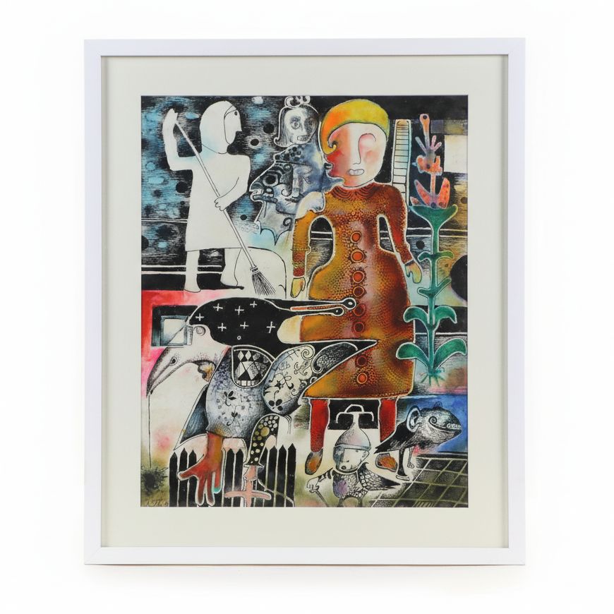 Nikolay Manuylov "Kuk" Surreal Mixed Media Painting, 2016