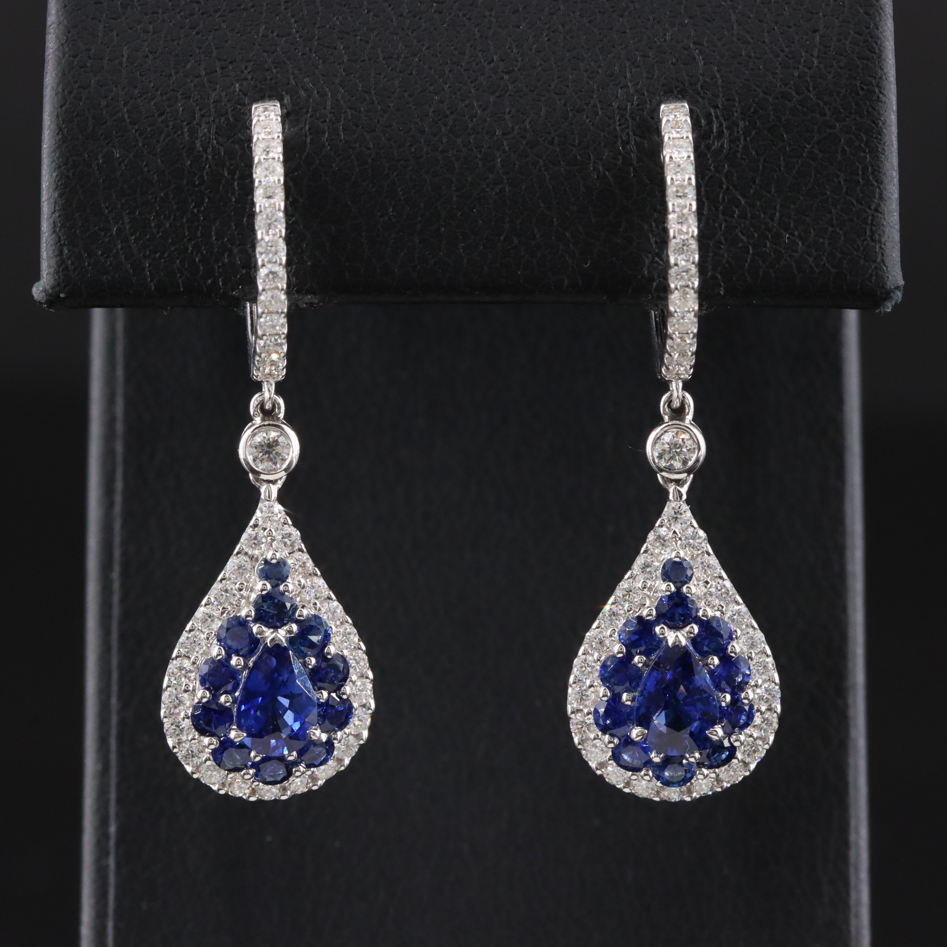 18K Sapphire and Diamond Drop Earrings