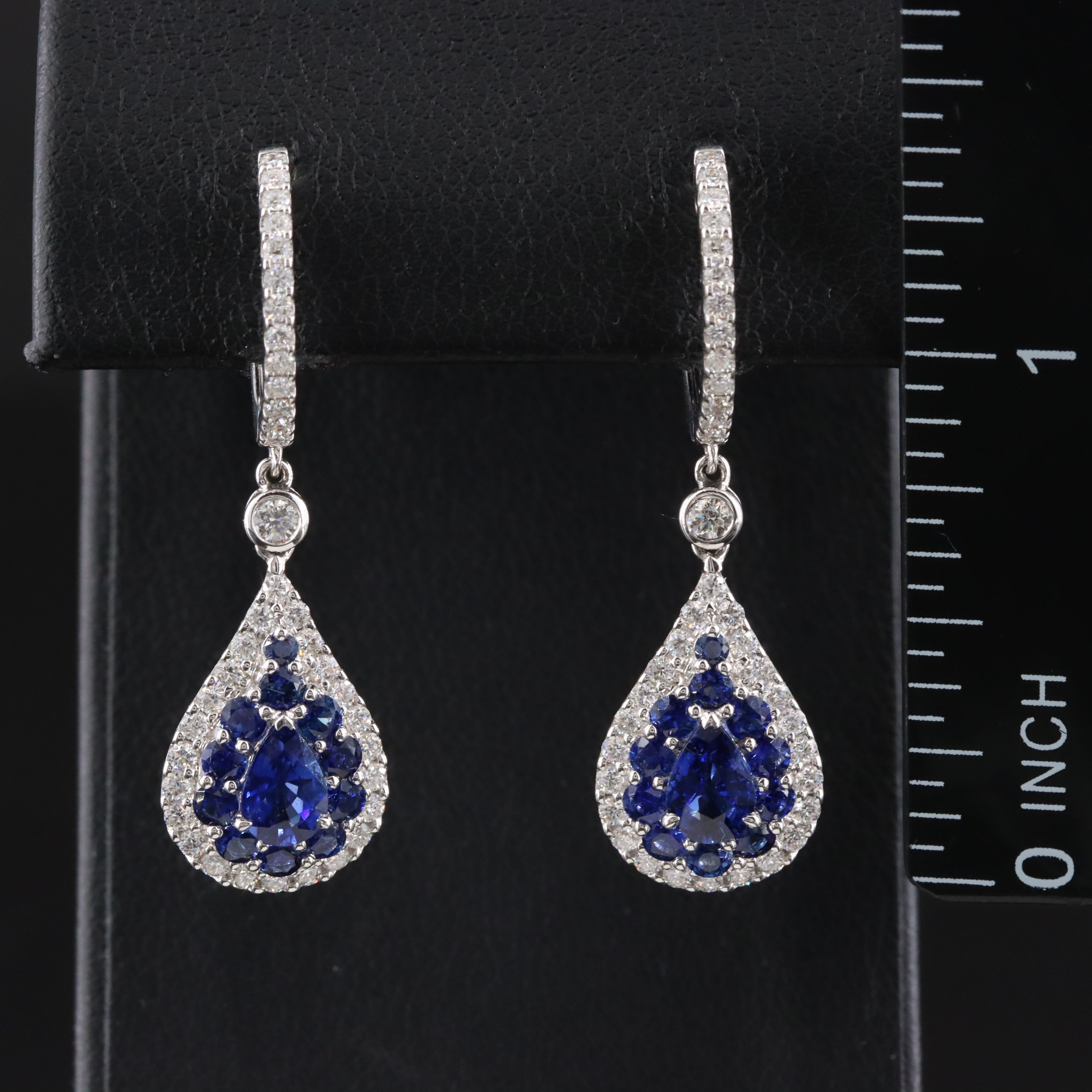 18K Sapphire and Diamond Drop Earrings
