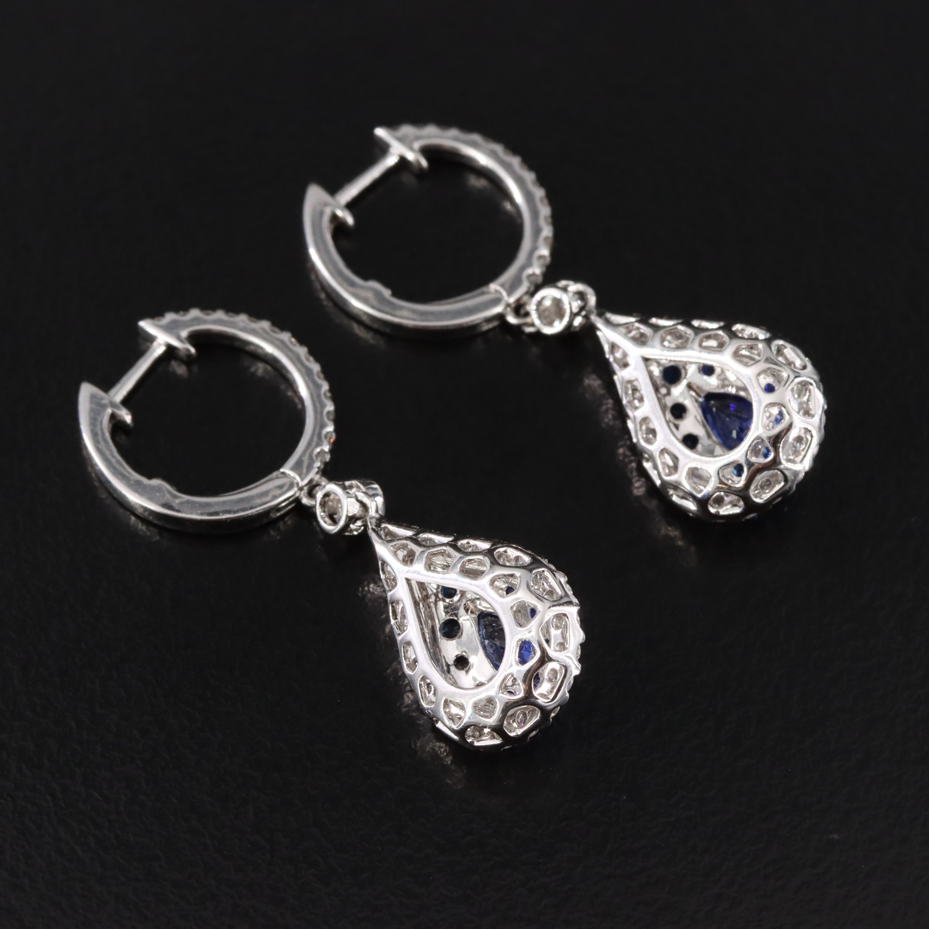 18K Sapphire and Diamond Drop Earrings