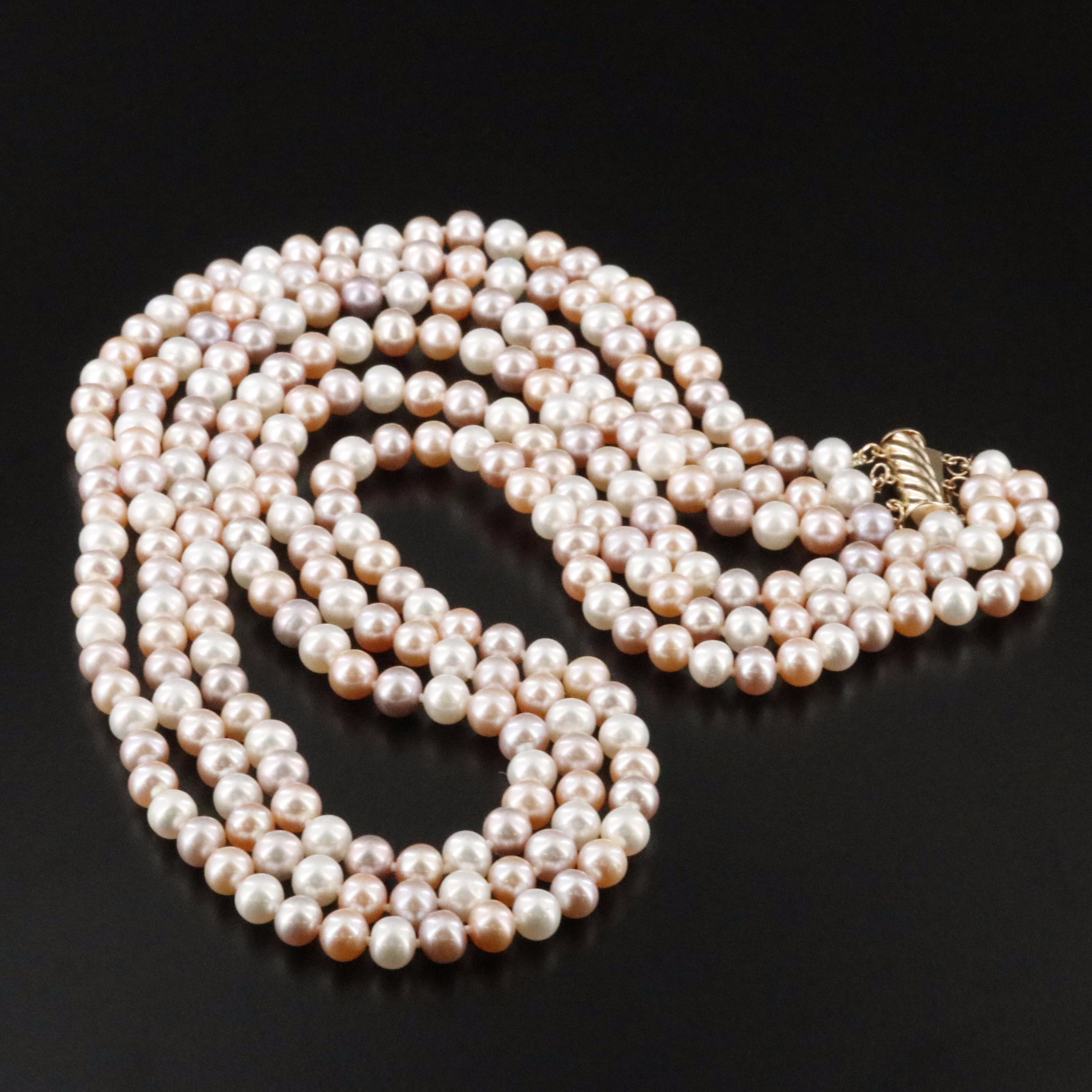 14K Triple Tiered Pearl Necklace