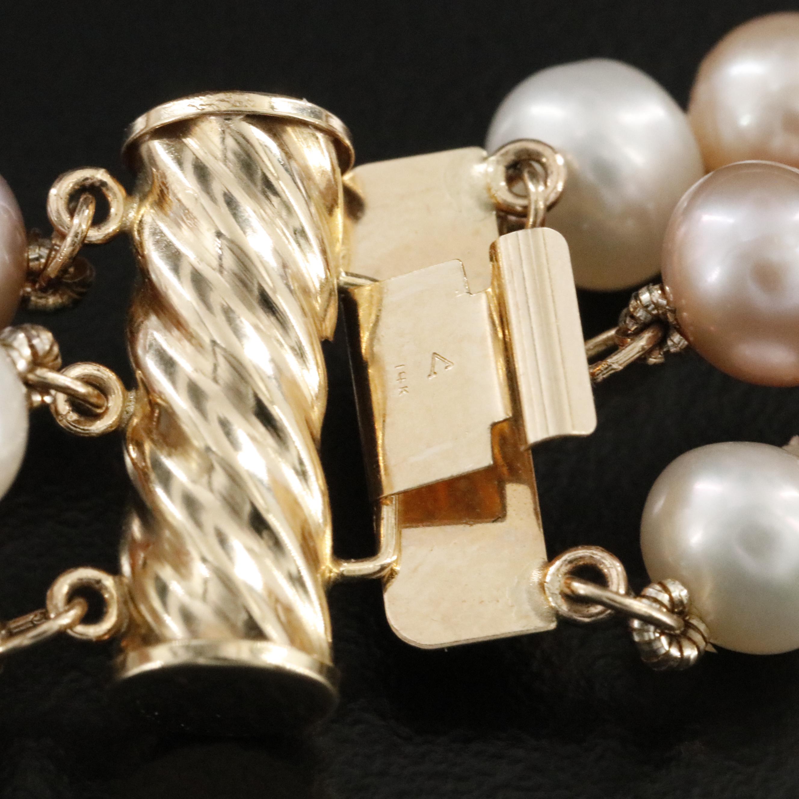 14K Triple Tiered Pearl Necklace