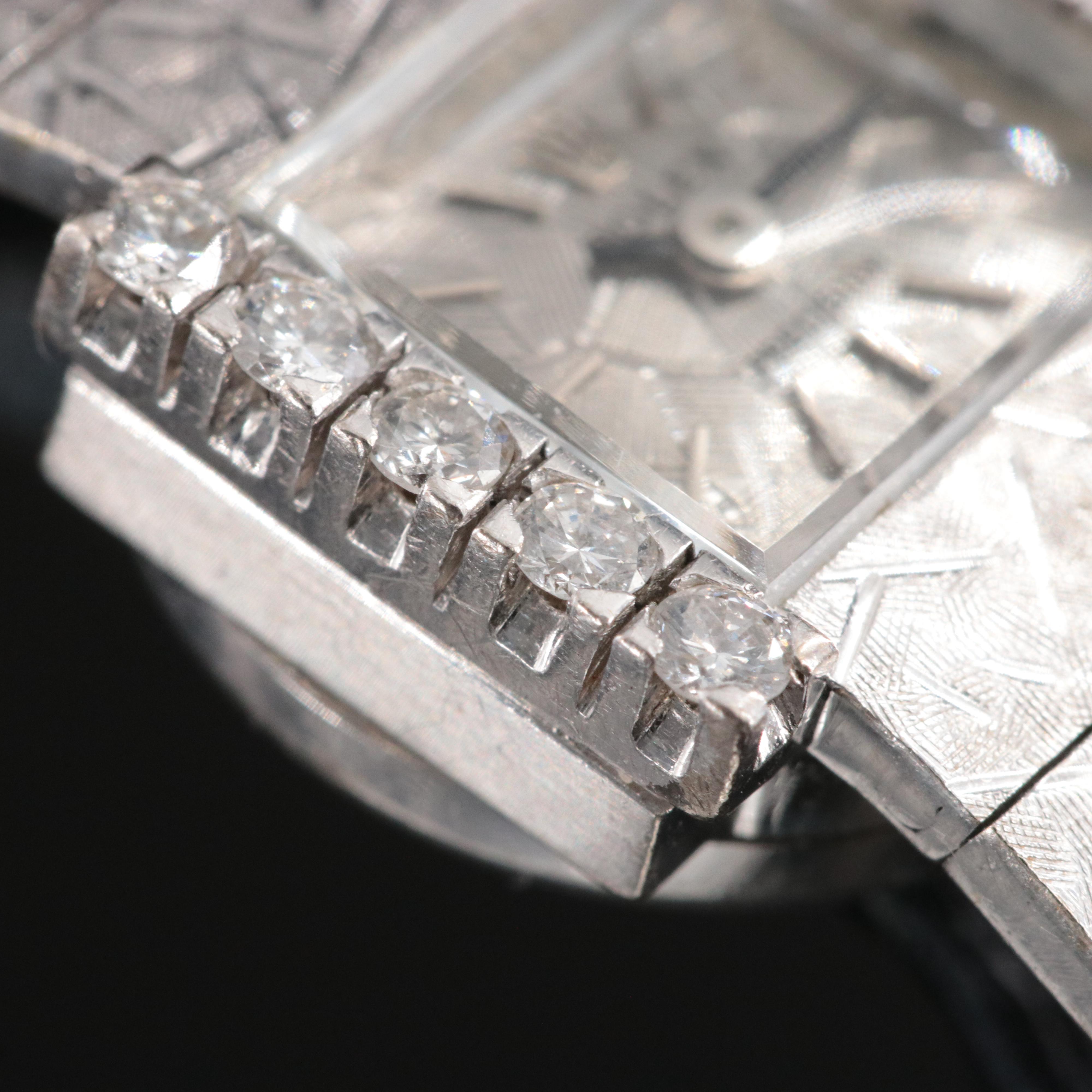 Rolex Precision 18K White Gold Custom Diamond Set Cocktail Watch