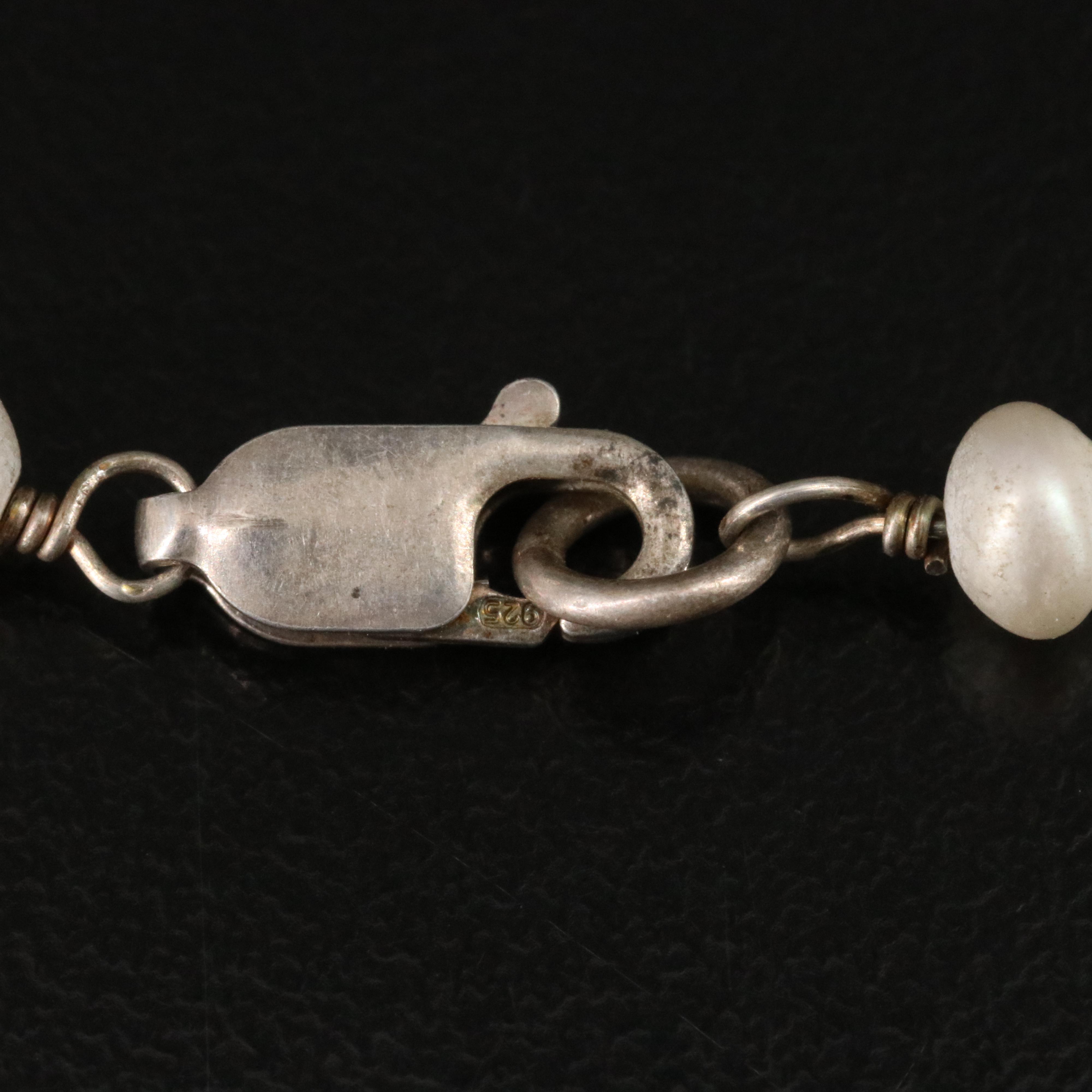 Sterling Pearl and Carved Jadeite Leaf with Bat Reversible Necklace