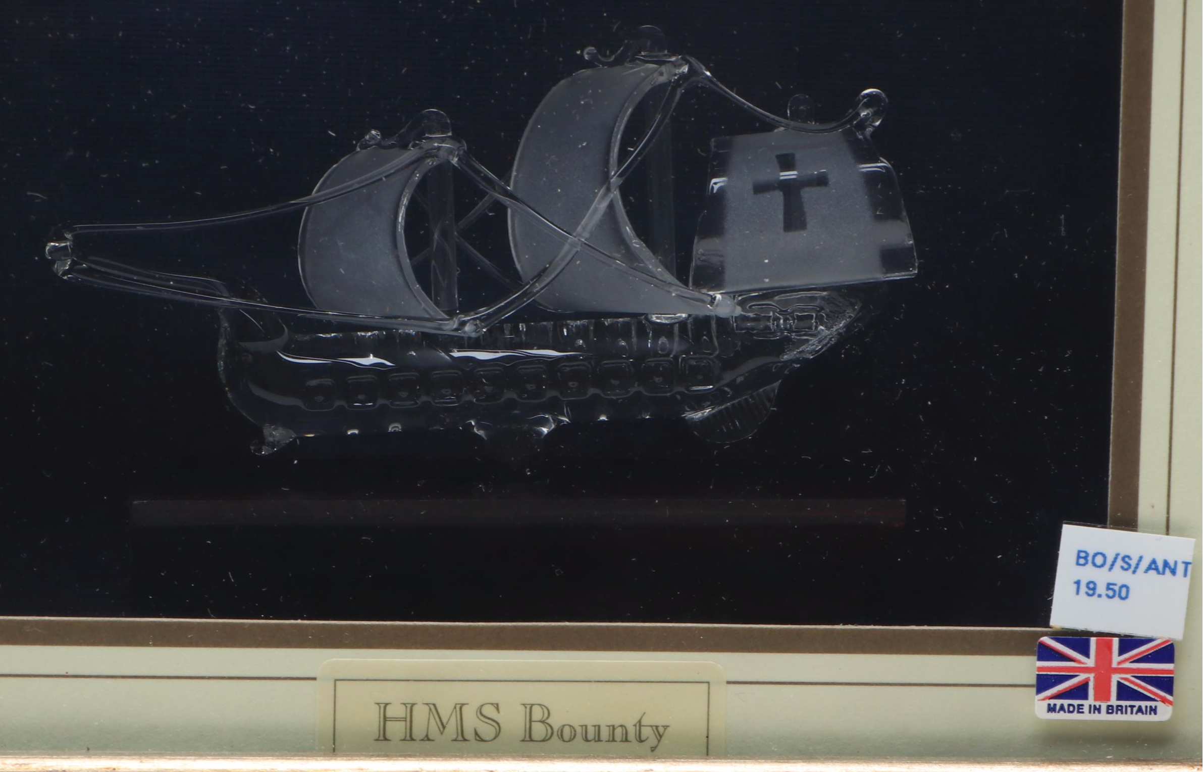 British Glass Model Golden Hind and HMS Bounty