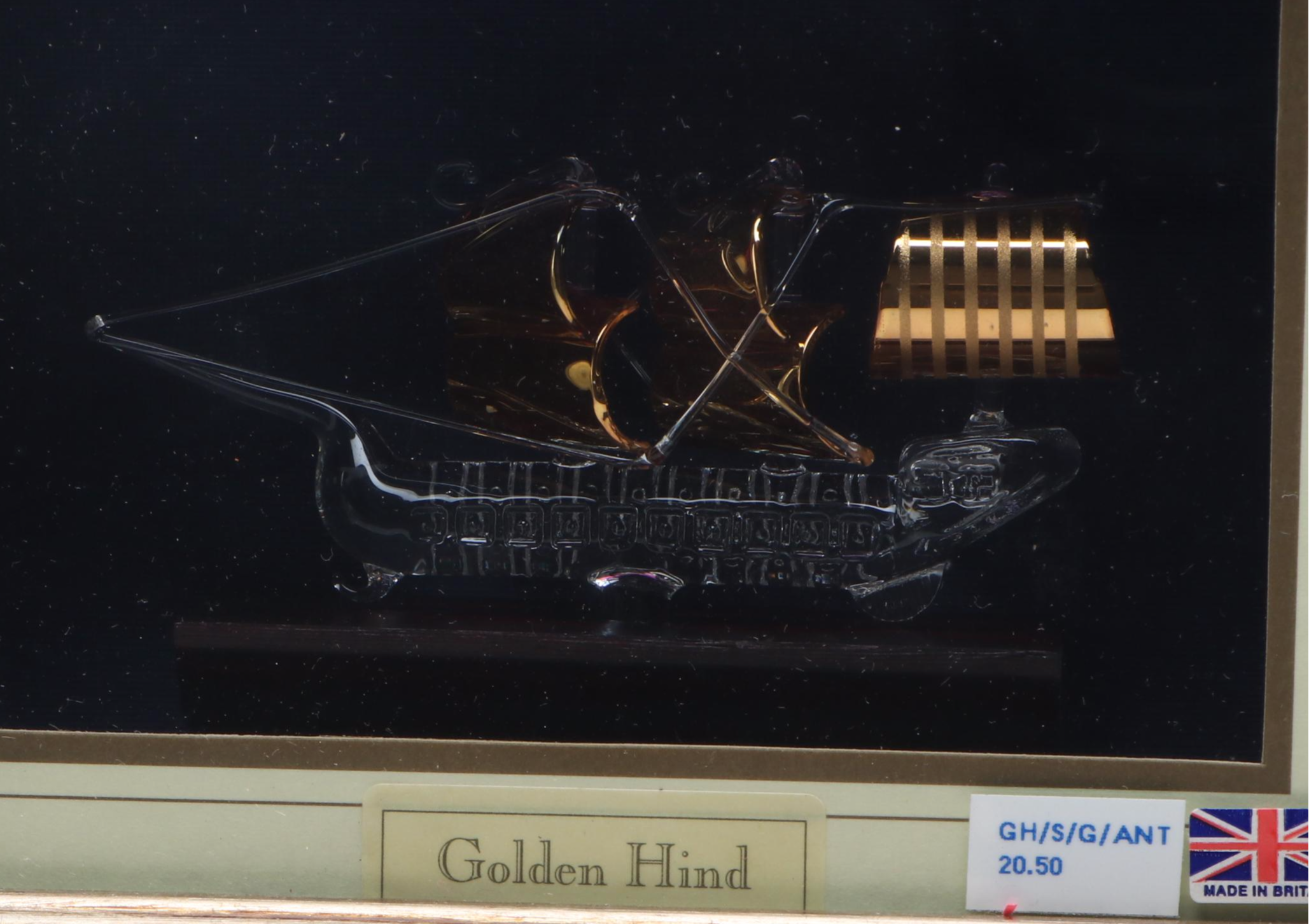 British Glass Model Golden Hind and HMS Bounty