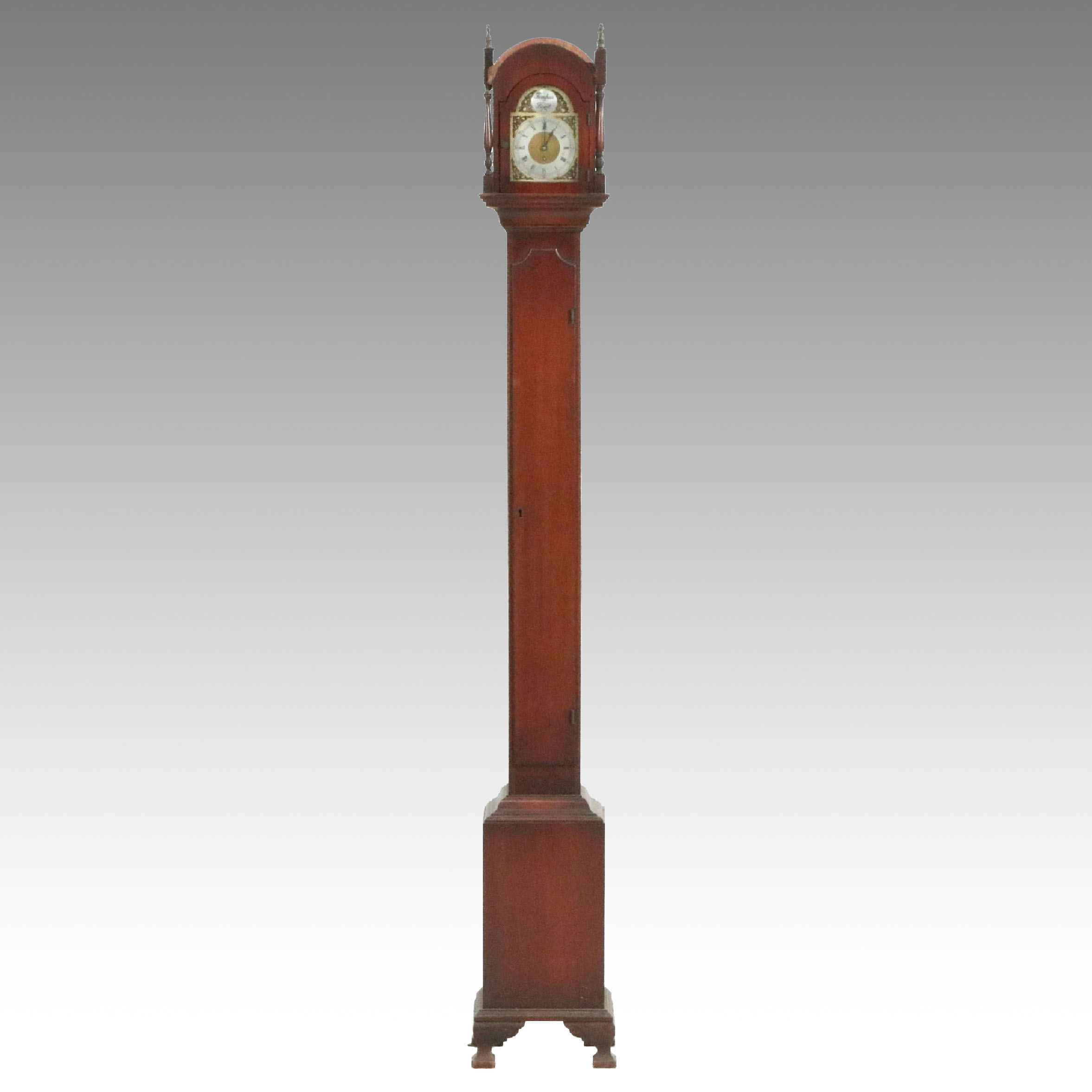 Georgian Style Mahogany Narrow Tall Case Clock, 20th Century