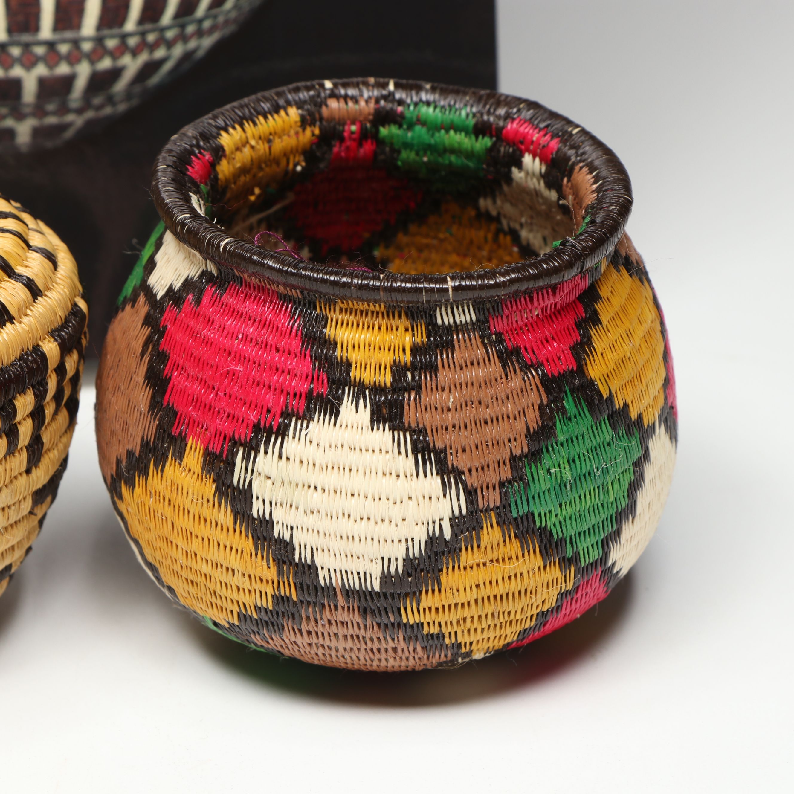 Magda Lino Panamanian Emberá-Wounaan Polychrome Chunga Fiber Baskets