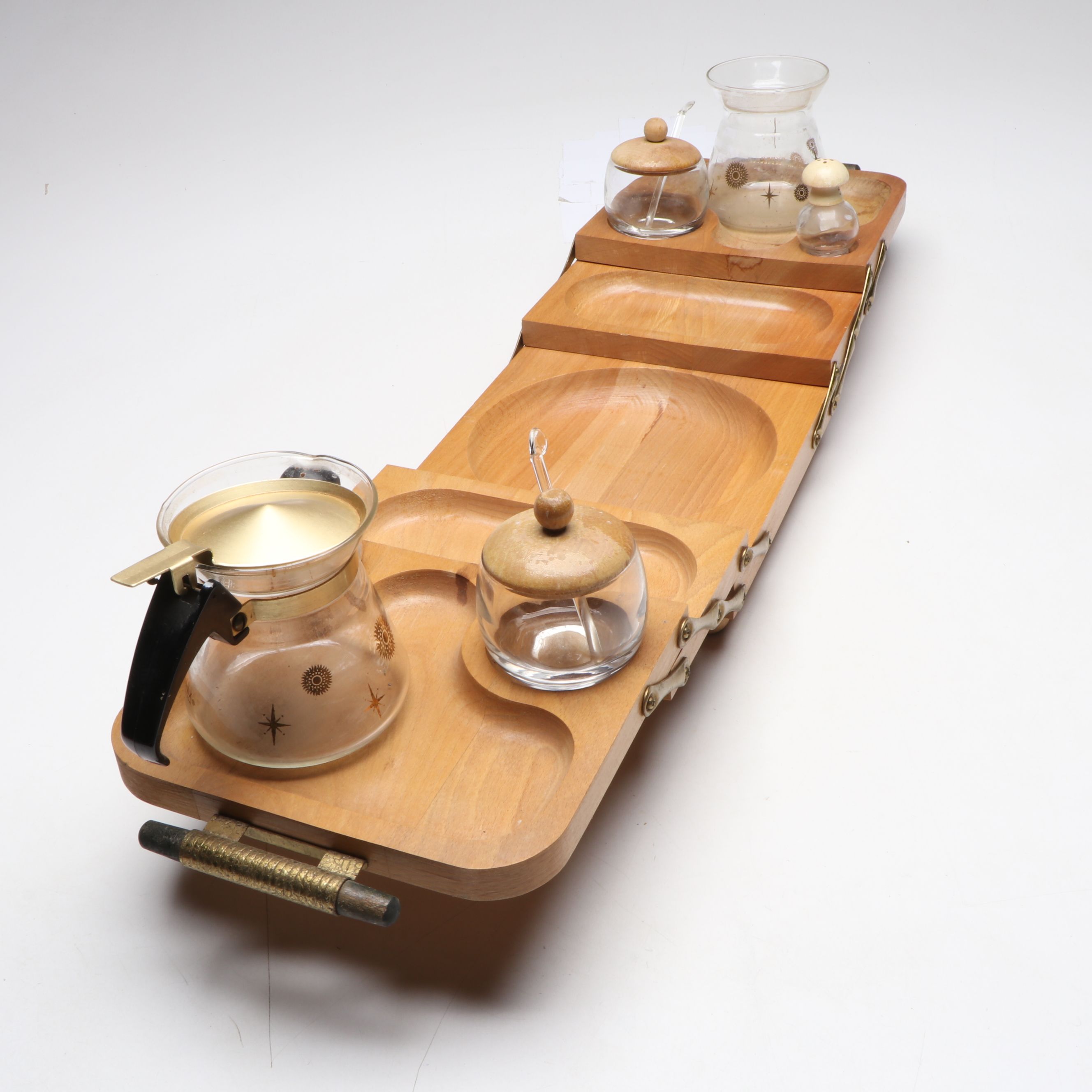 MCM Karoff Folding Serving Tray with Pyrex Glass Table Accessories