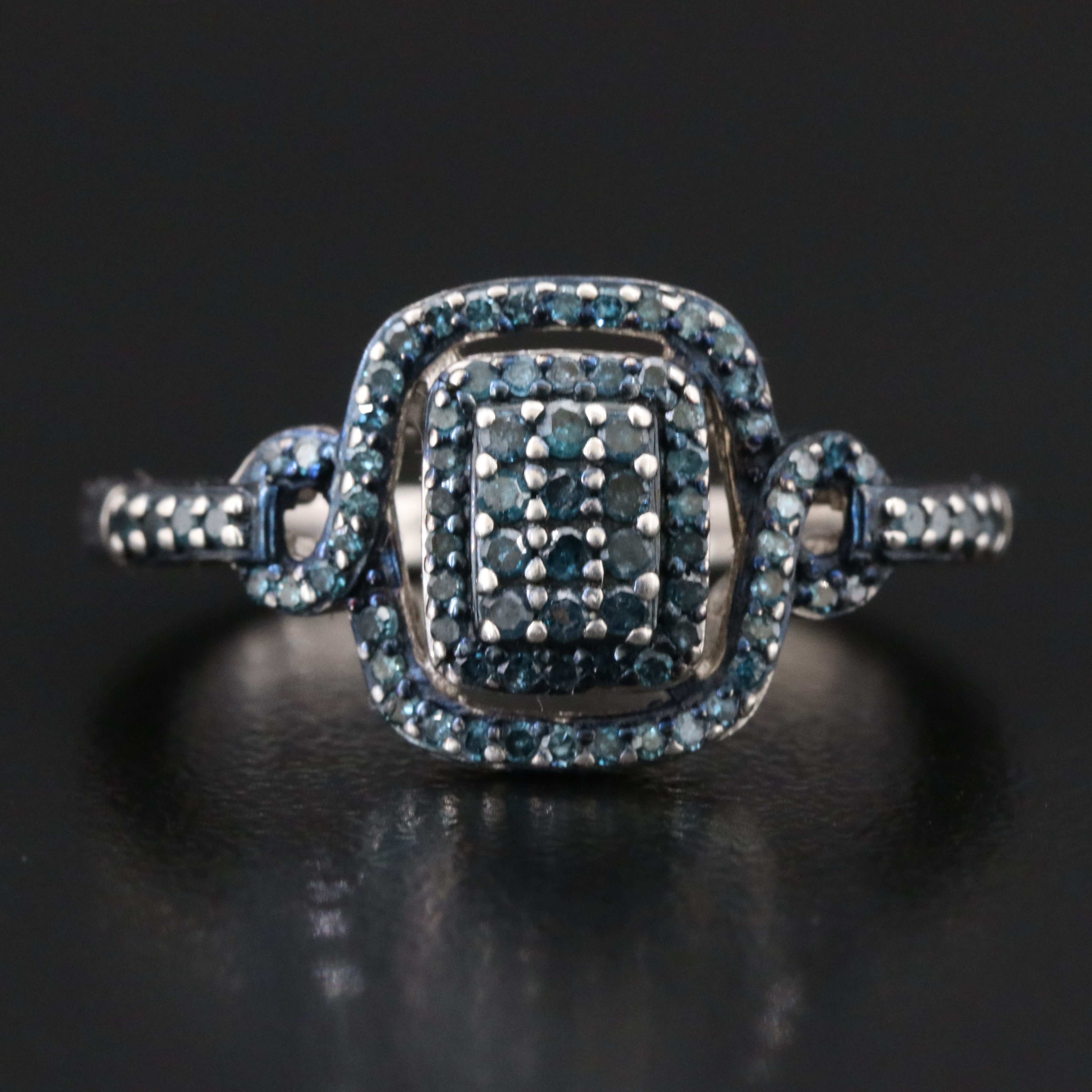 Sterling Fancy Blue Diamond Ring
