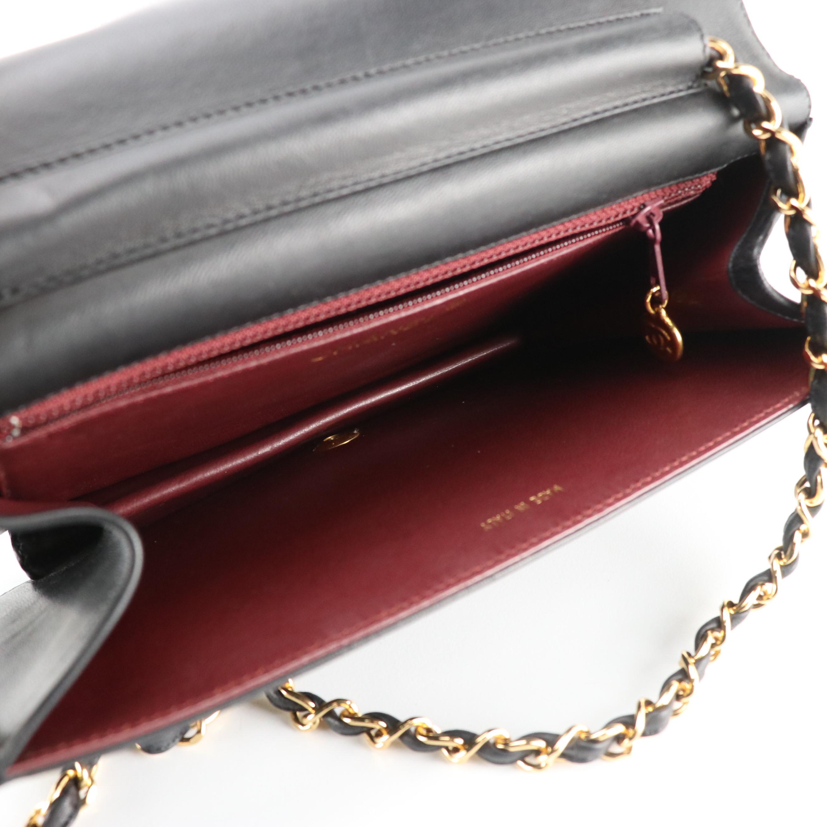 Chanel Full Flap Chain Link Shoulder Bag in Black Matelasse Lambskin