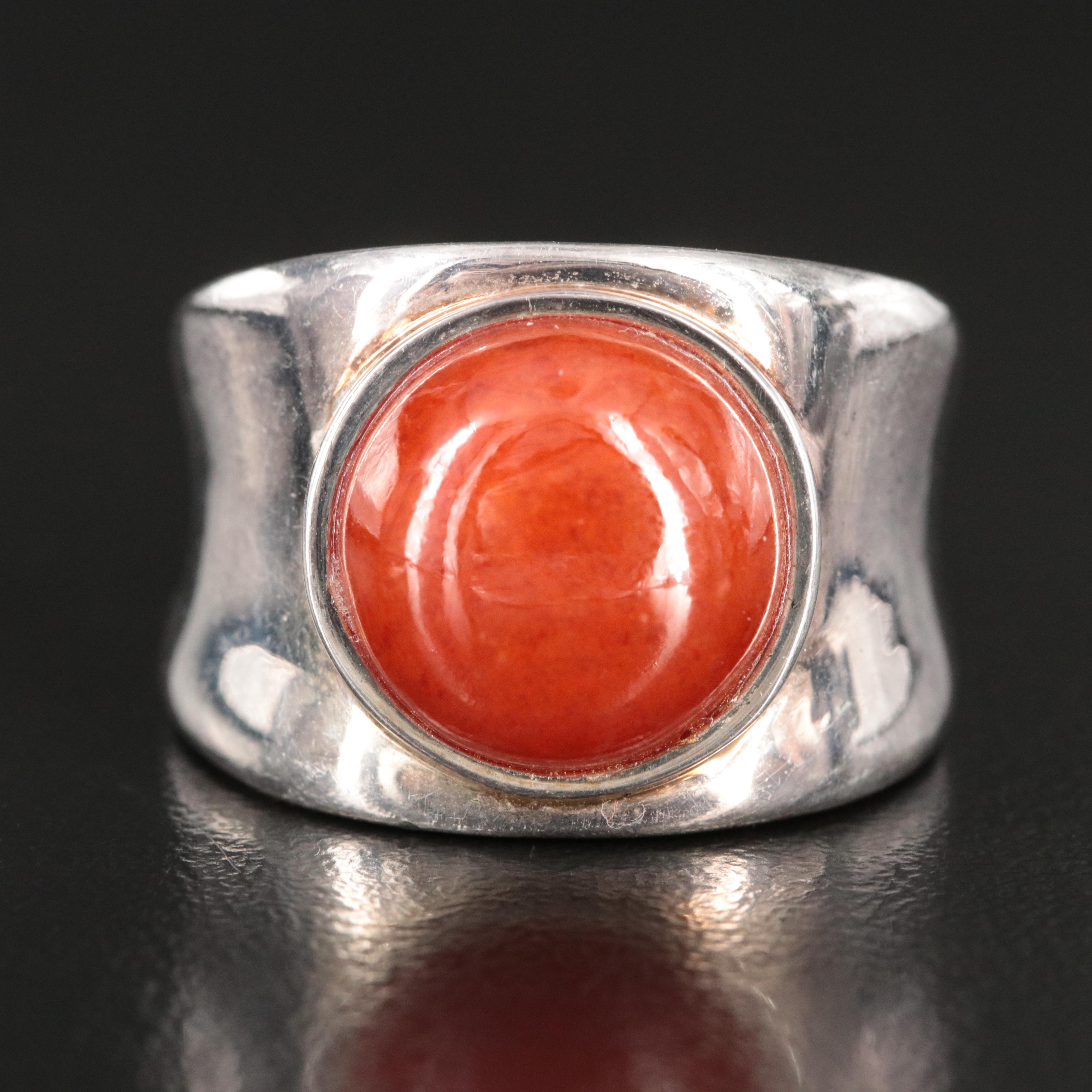 Sterling Jadeite Solitaire Ring