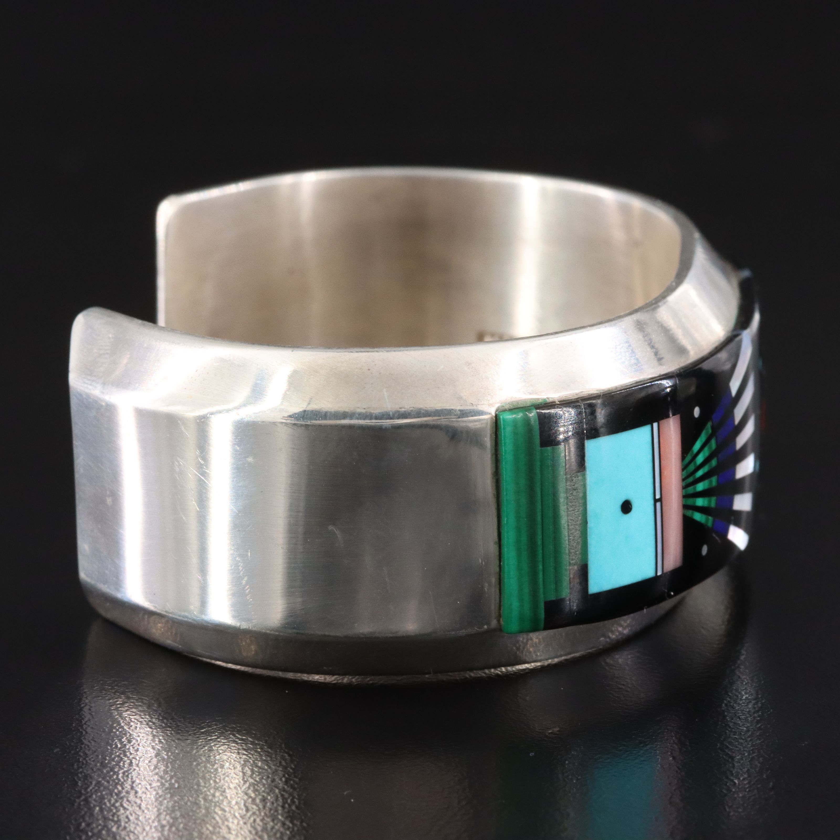 Ervin Tsosie Navajo Diné Sterling Gemstone Inlay Cuff Bracelet