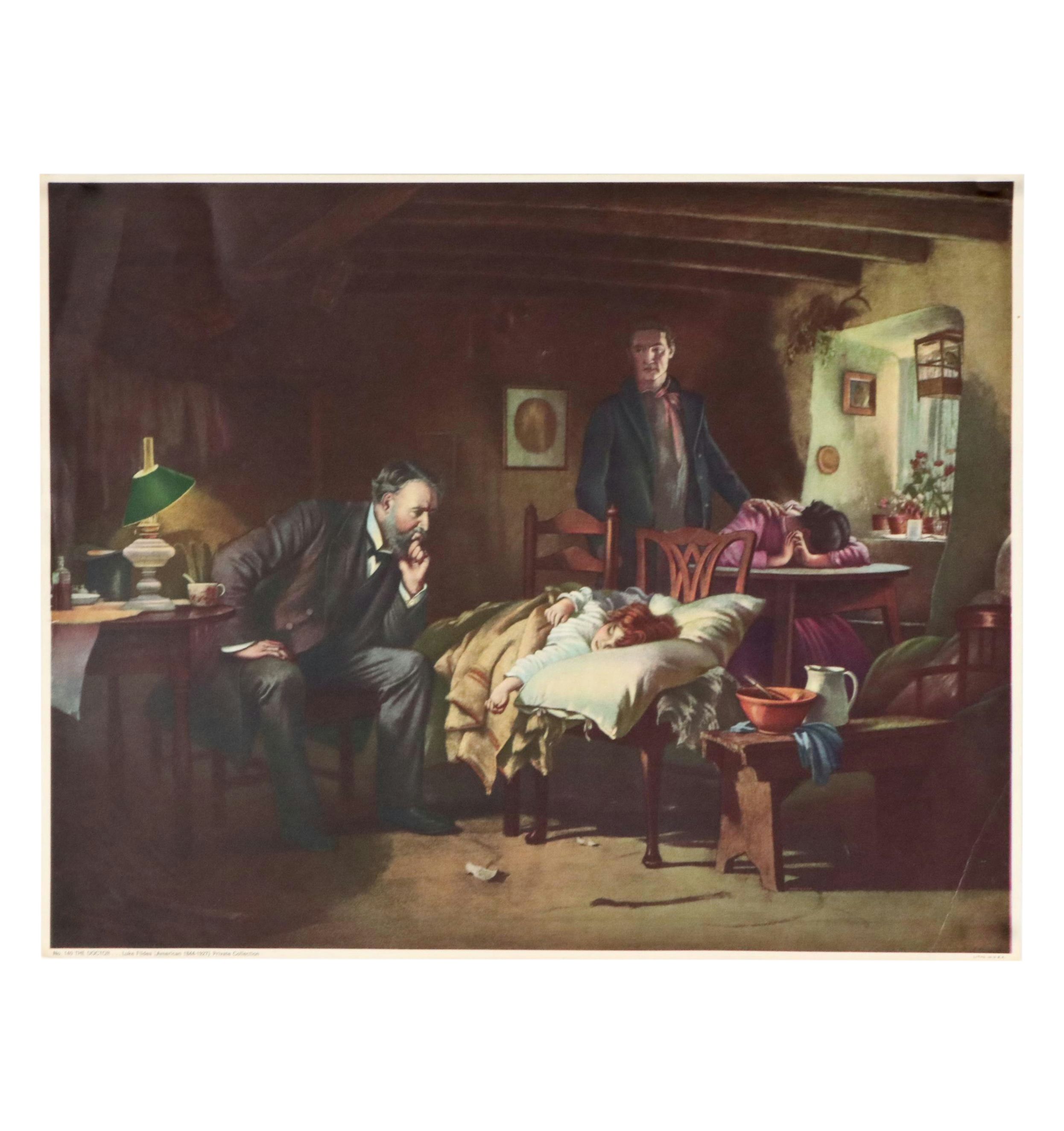 After Luke Fildes Offset Lithograph "The Doctor," Mid to Late 20th Century
