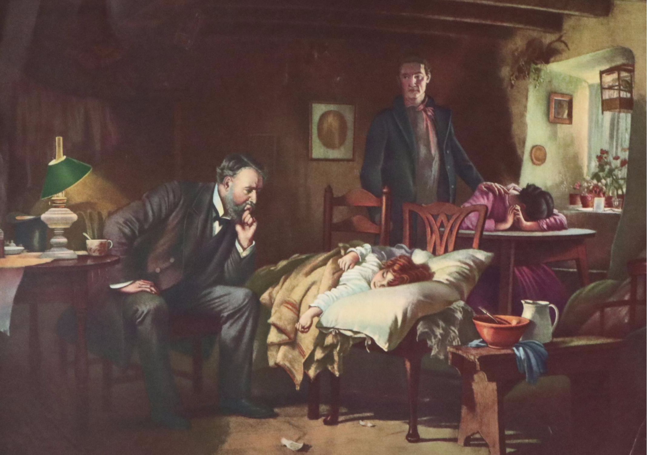 After Luke Fildes Offset Lithograph "The Doctor," Mid to Late 20th Century