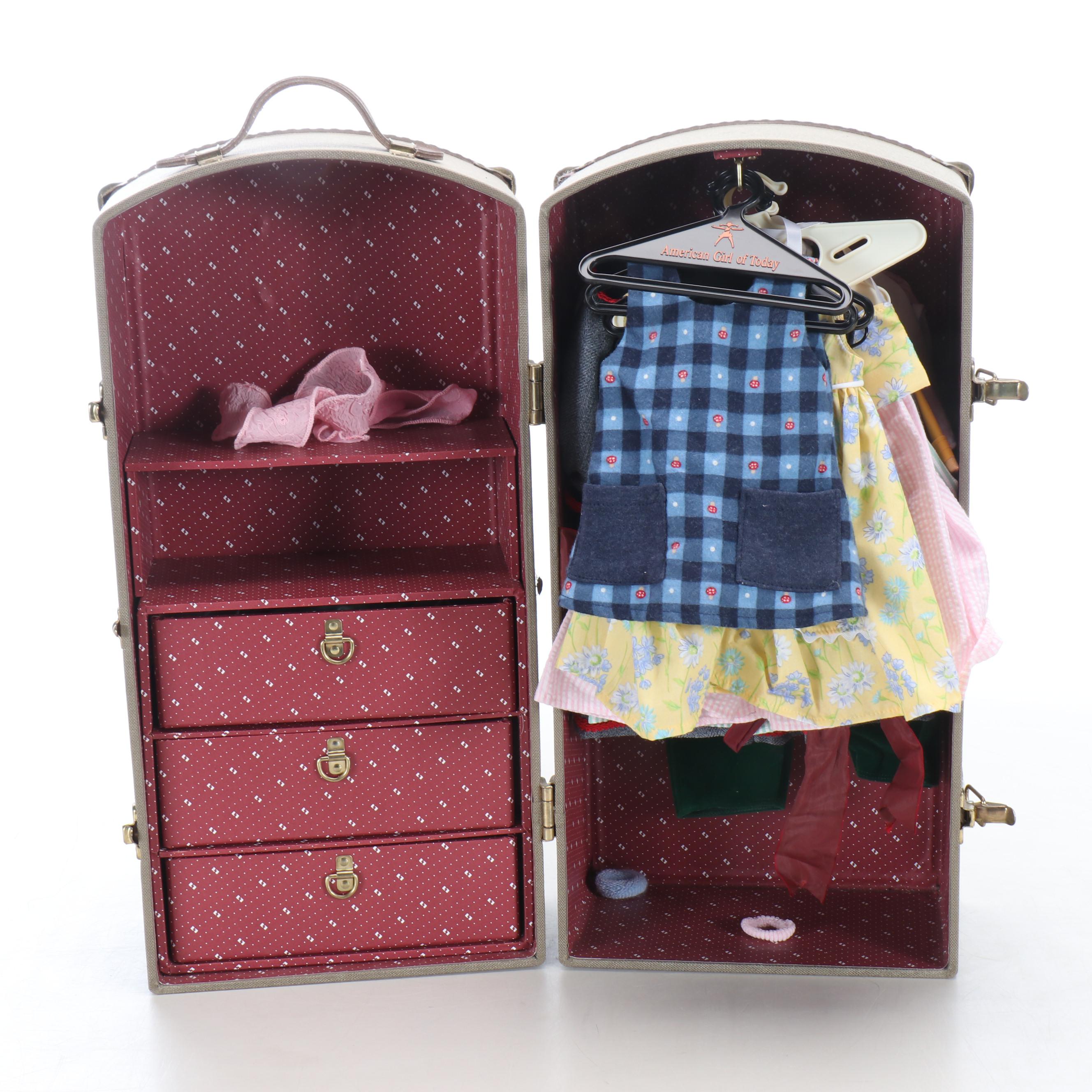 Pleasant Company Storage Case with Doll Clothing and Fiction Books