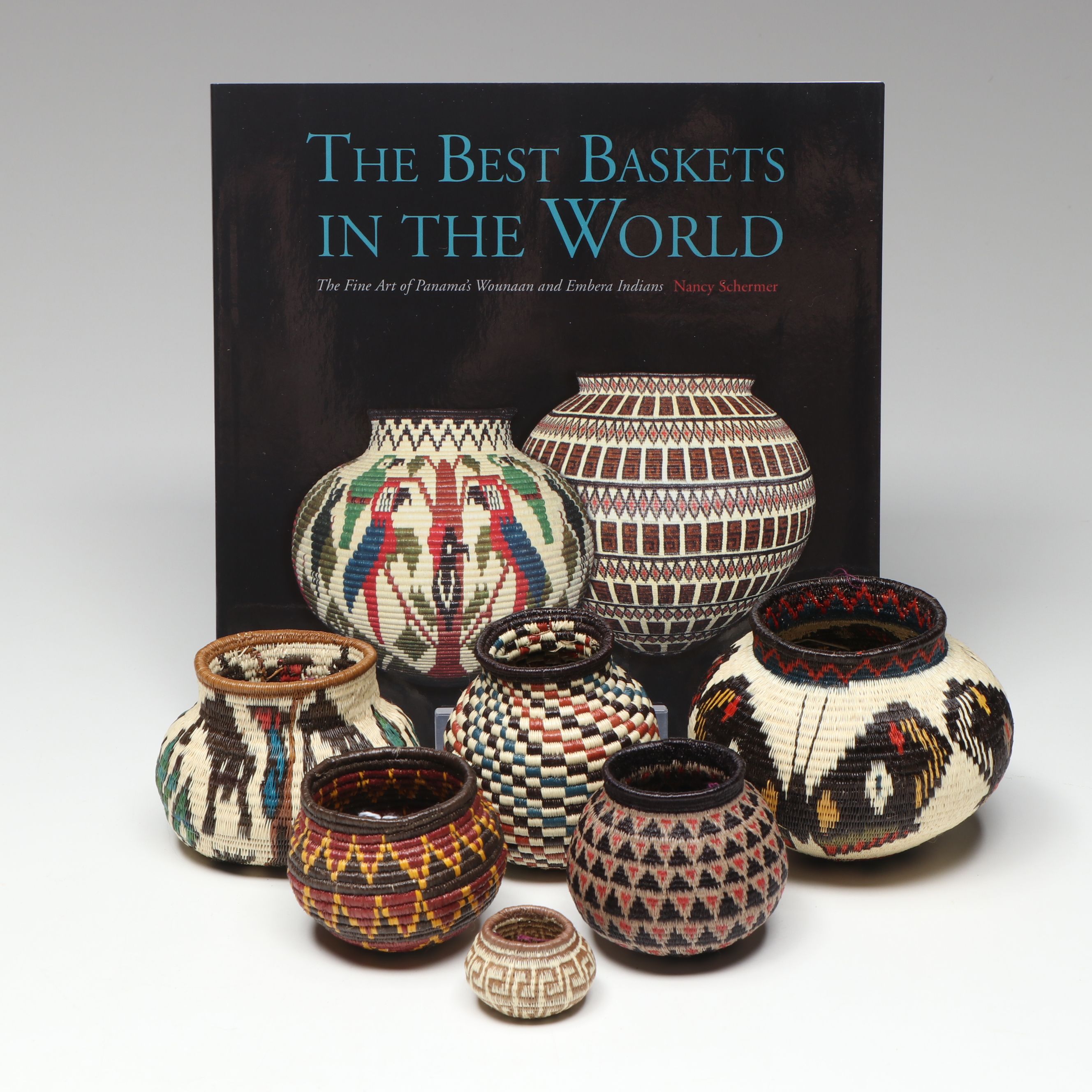 Panamanian Emberá-Wounaan Polychrome Chunga and Nahuala Fiber Baskets