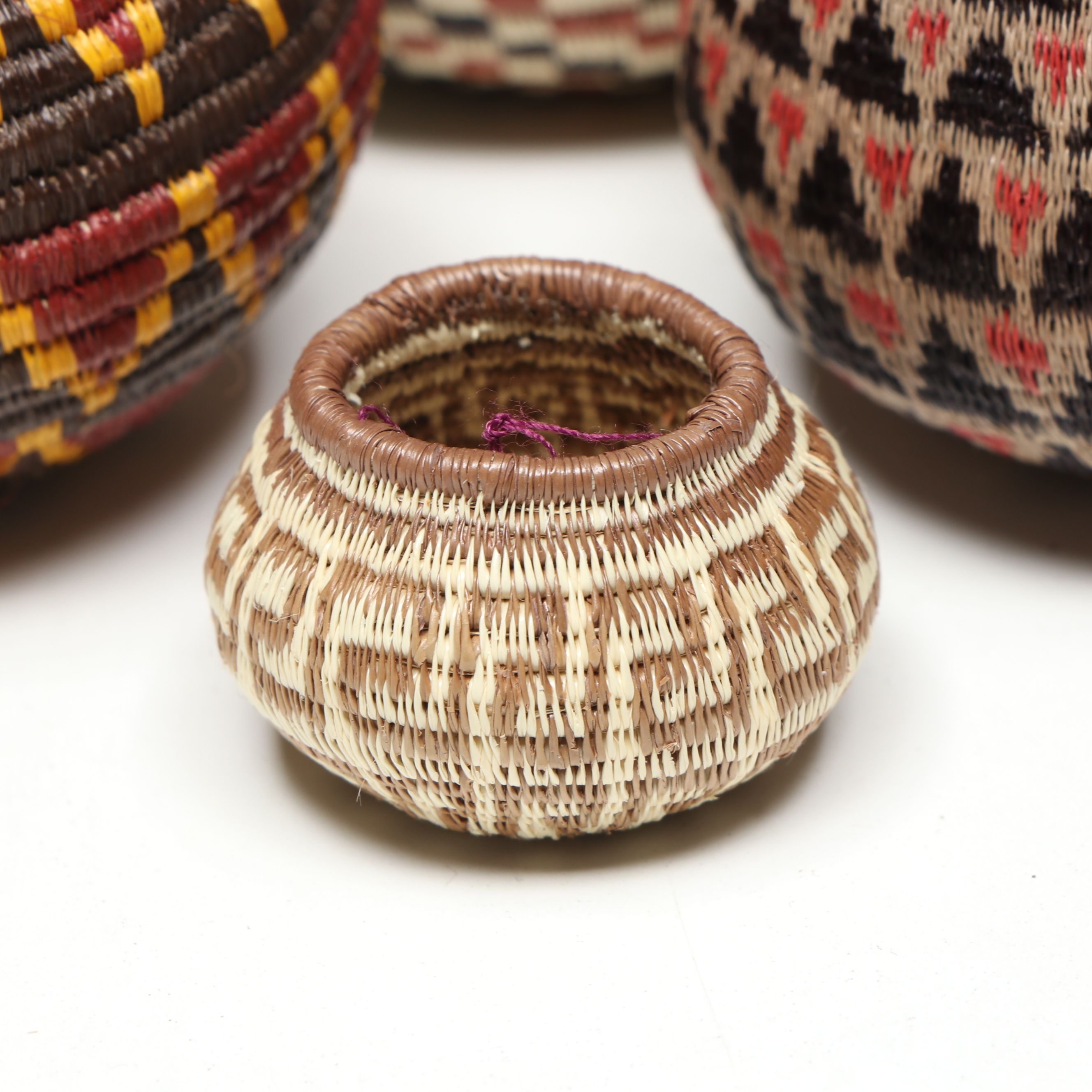 Panamanian Emberá-Wounaan Polychrome Chunga and Nahuala Fiber Baskets